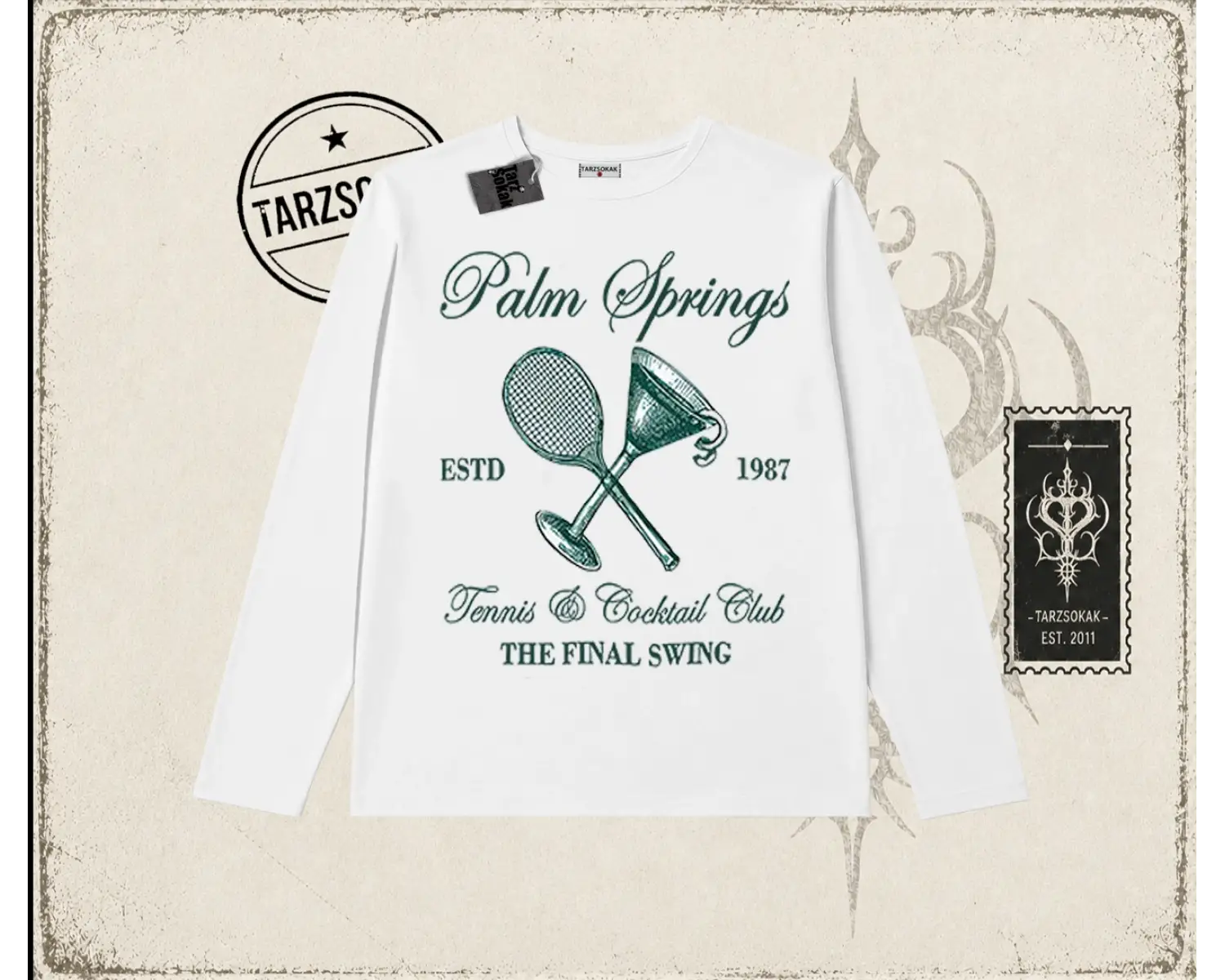 Kadın Palm Springs Biskilet Yaka  Long Sleeve Beyaz