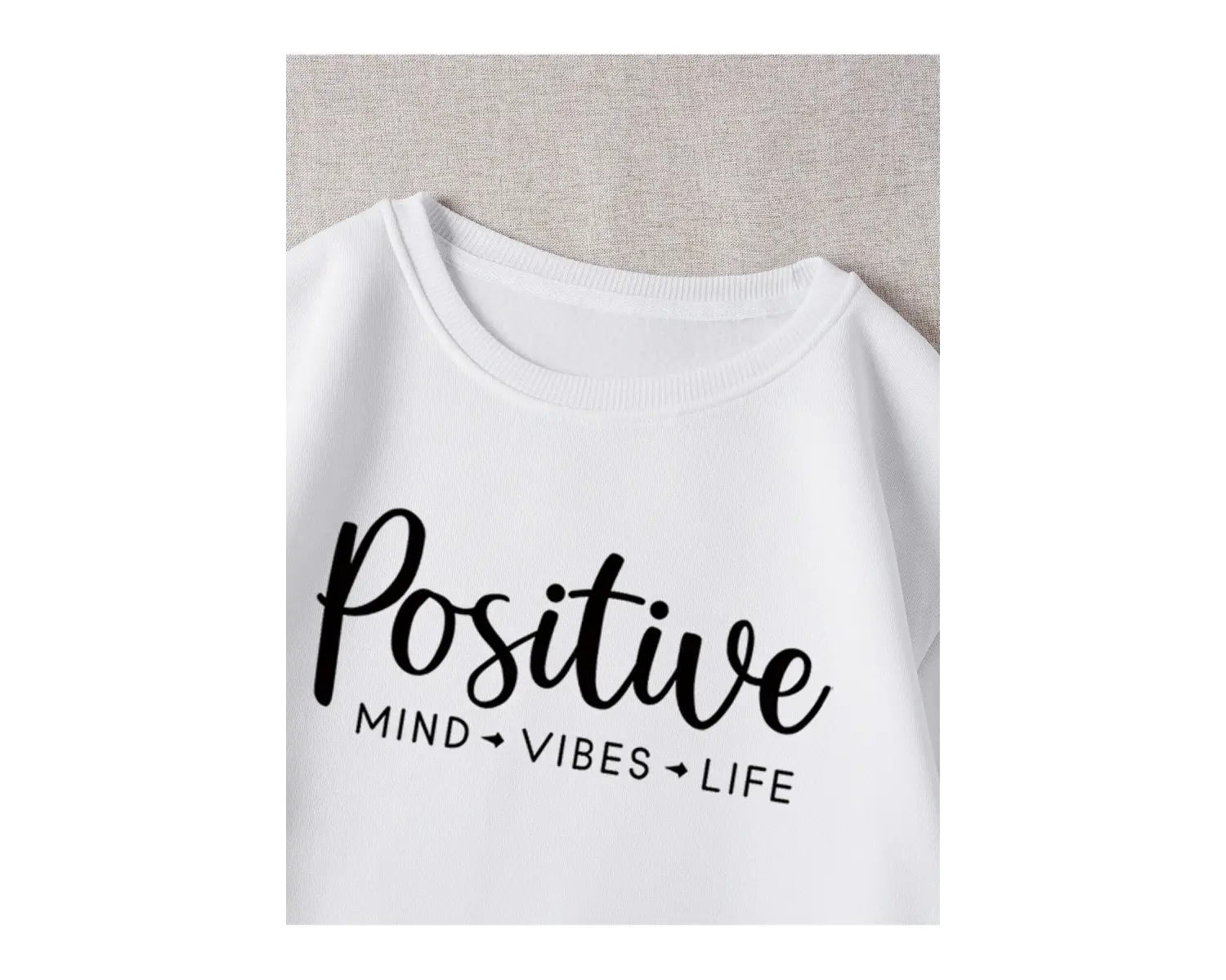 Kadın Positive Renkli Oversize Bisiklet Yaka Pamuklu Sweatshirt Beyaz