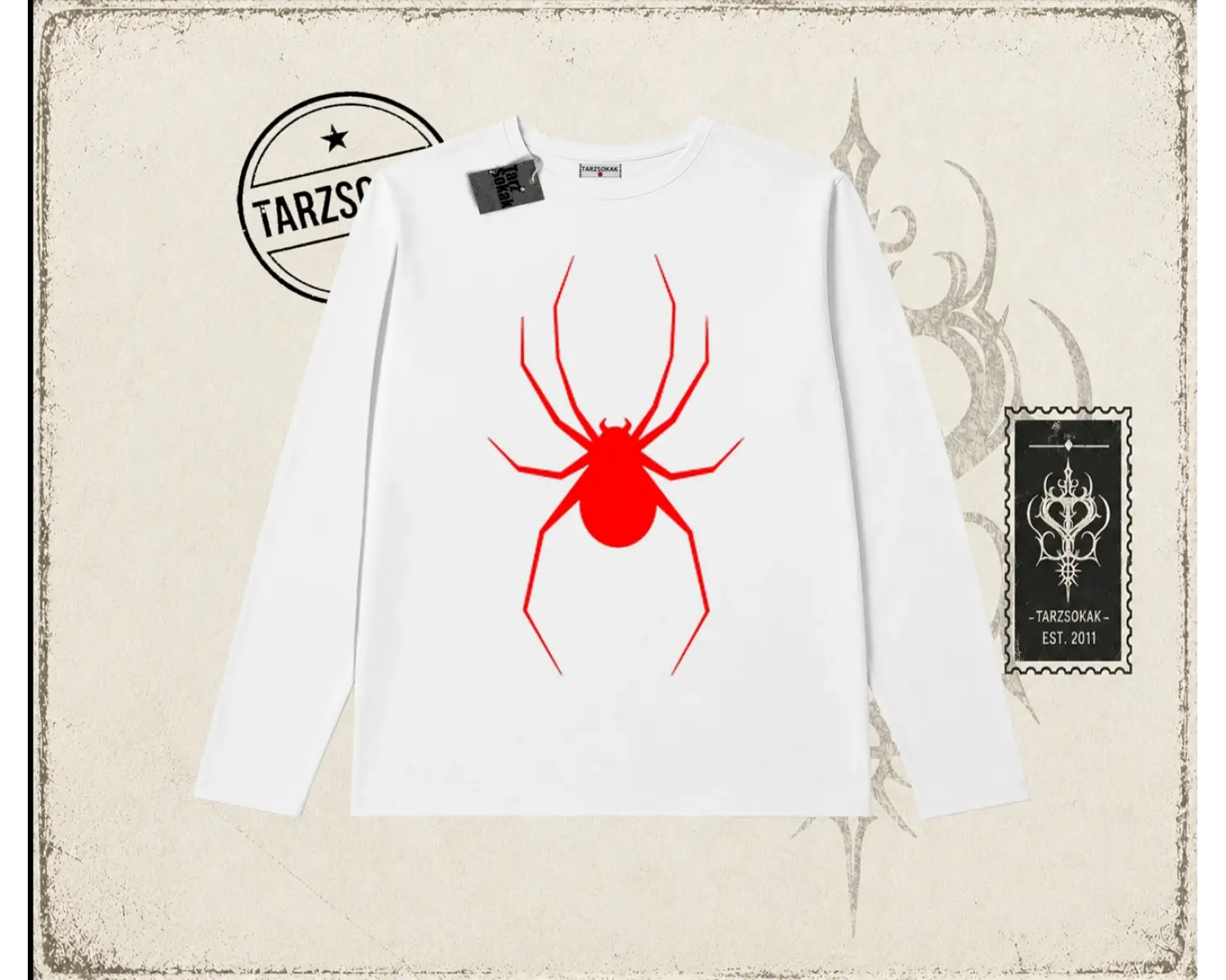 Kadın Red Spider Biskilet Yaka  Long Sleeve Beyaz