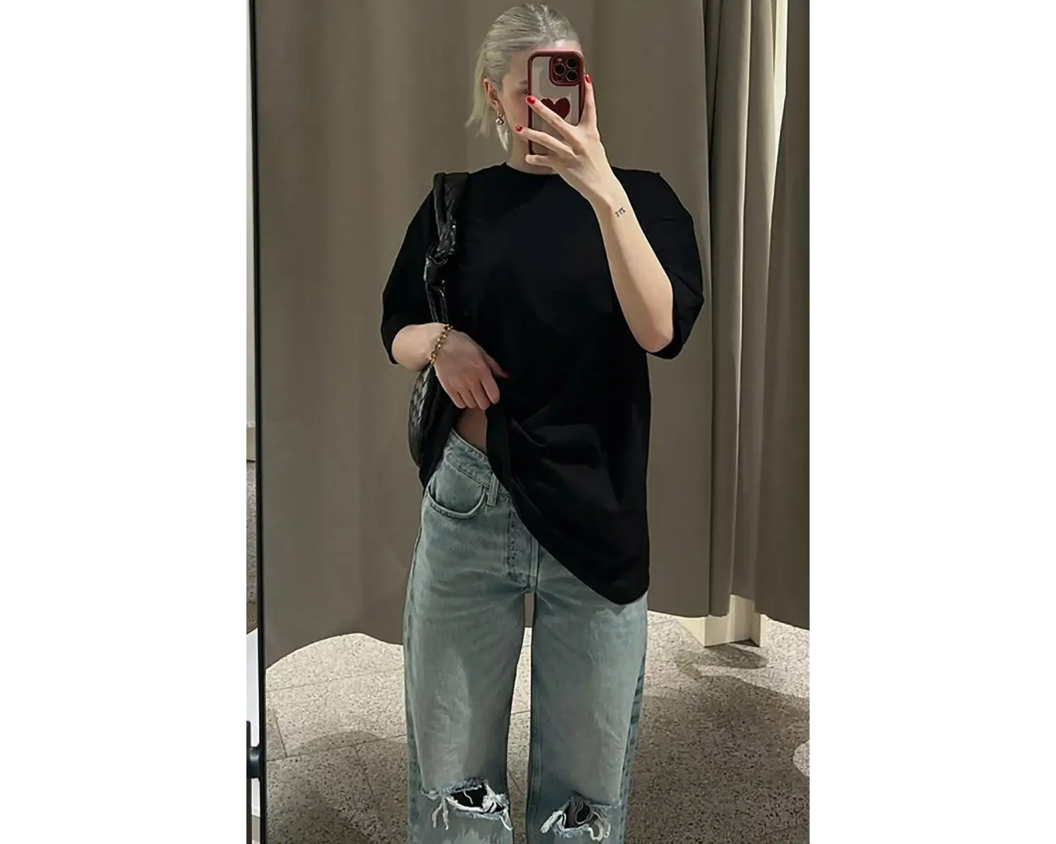 Kadın Salaş Rahat Bol Kesim Bisiklet Yaka