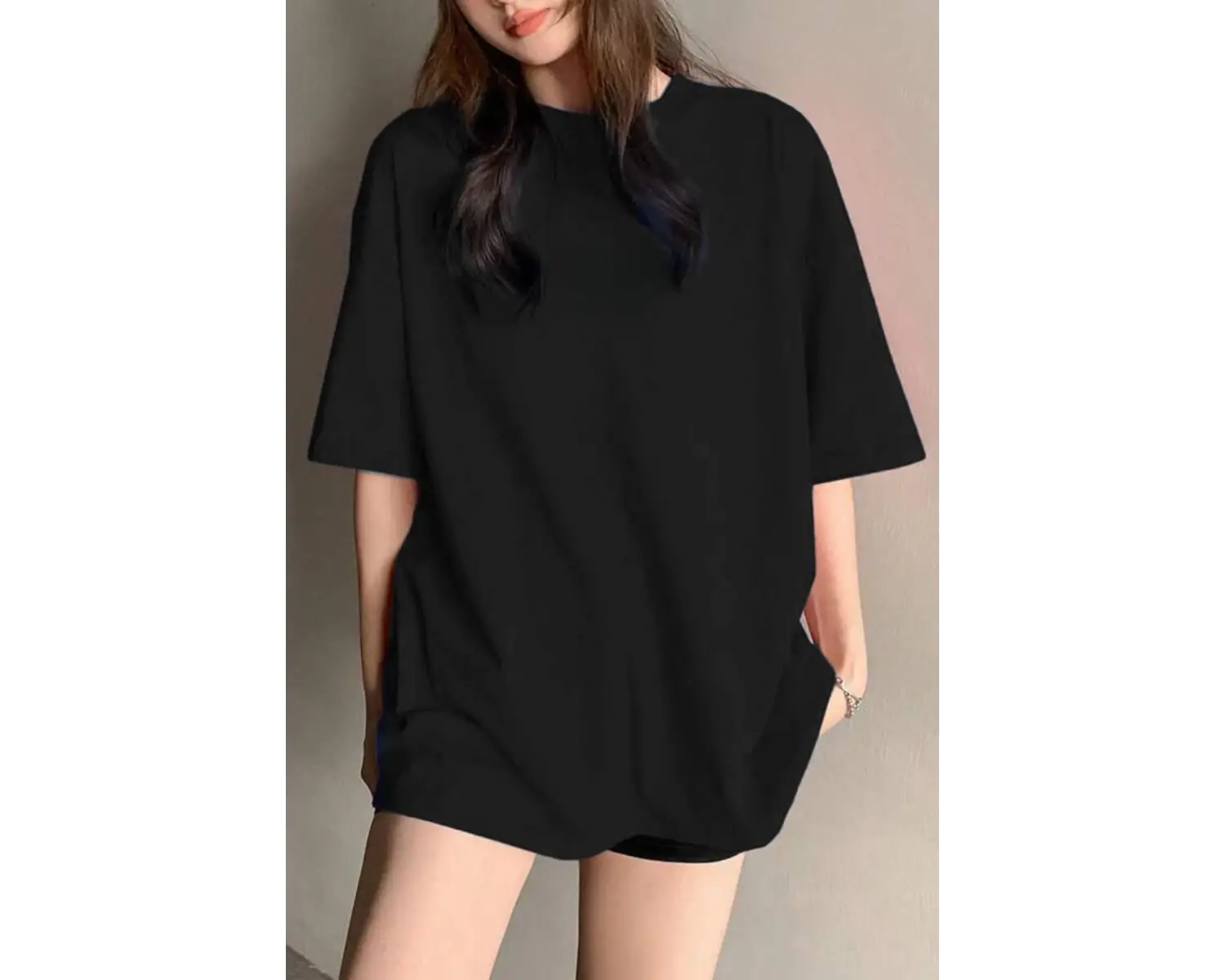 Kadın Salaş Rahat Bol Kesim Bisiklet Yaka