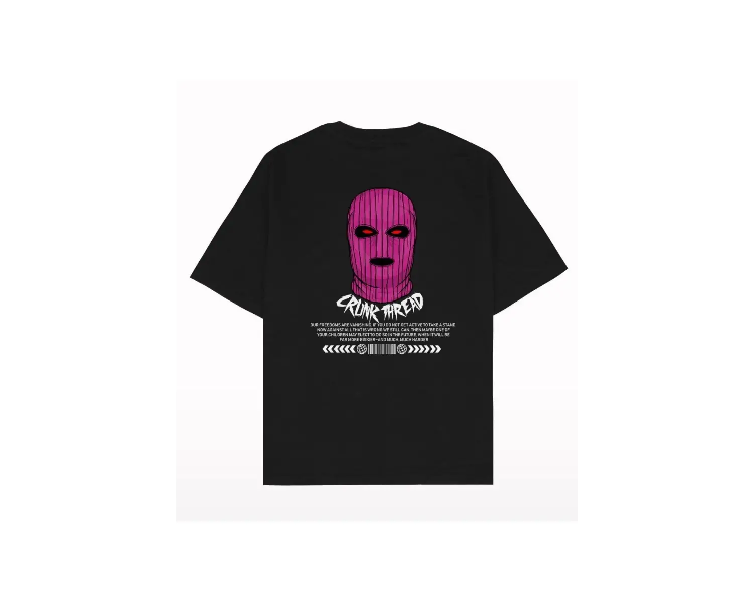 Kadın Siyah Crlınk Thread Baskılı Oversize Bisiklet Yaka Tshirt