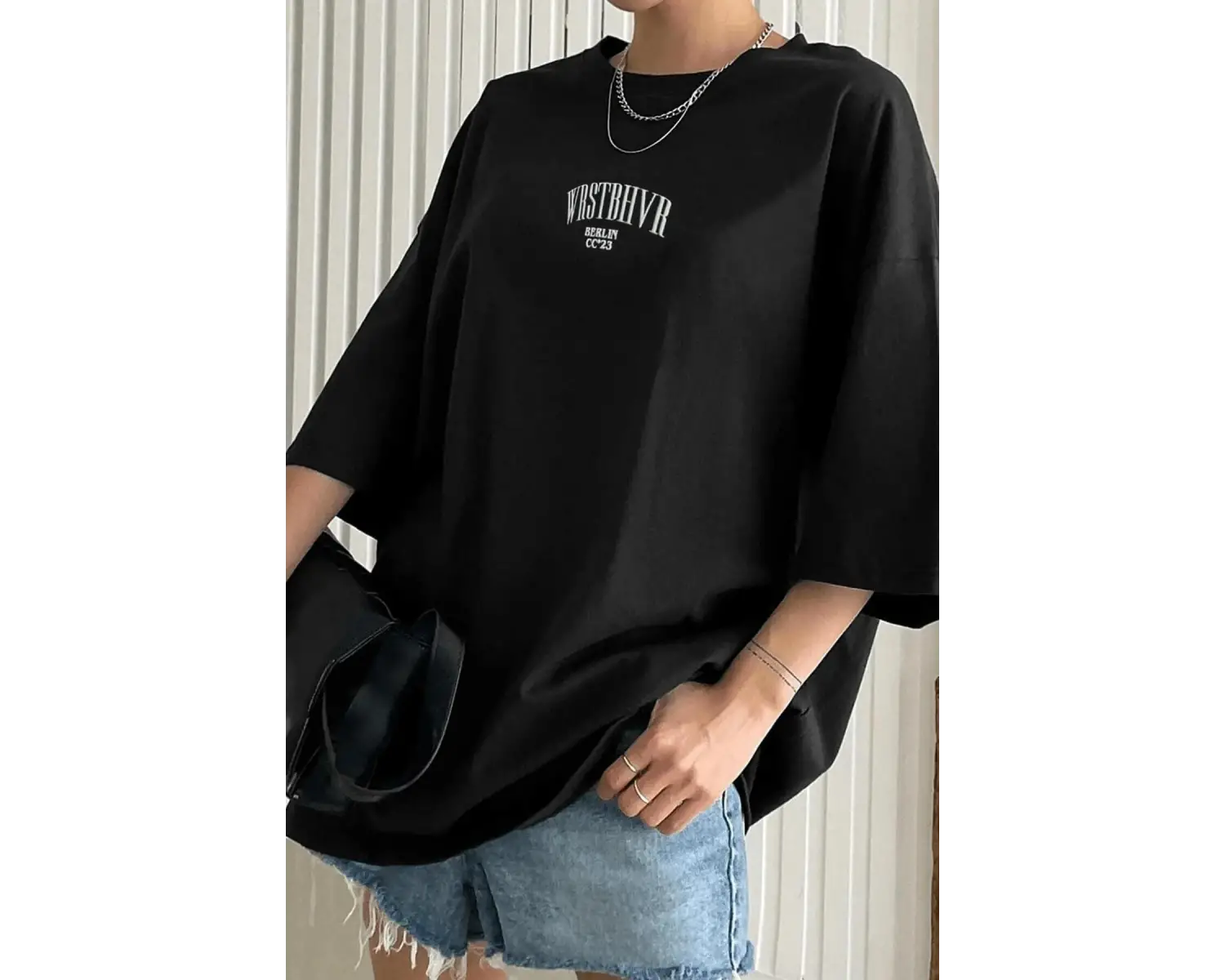 Kadın Siyah Dont Baskılı Oversize T-shirt