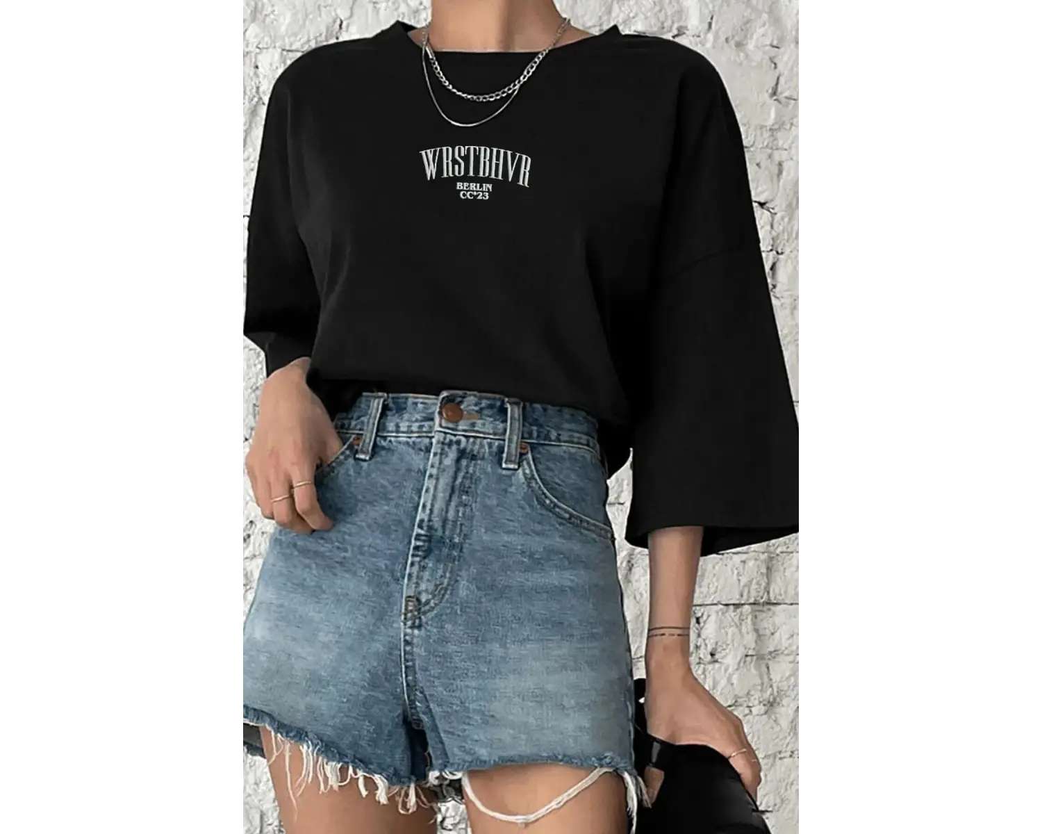 Kadın Siyah Dont Baskılı Oversize T-shirt