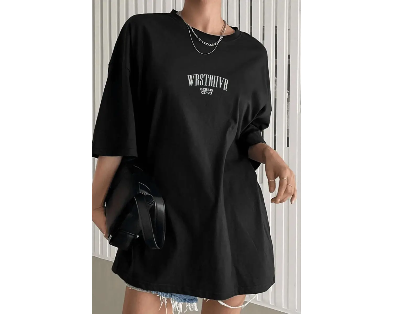 Kadın Siyah Dont Baskılı Oversize T-shirt