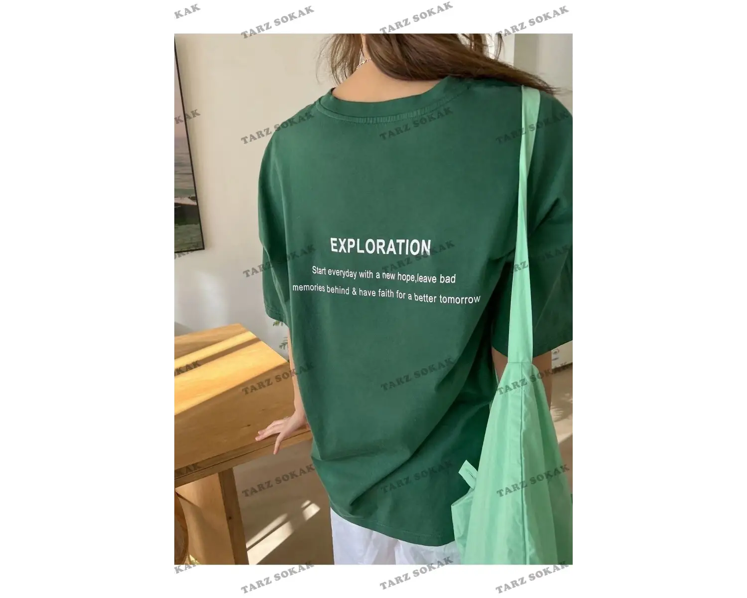 Kadın Siyah Exploration Baskılı Oversize