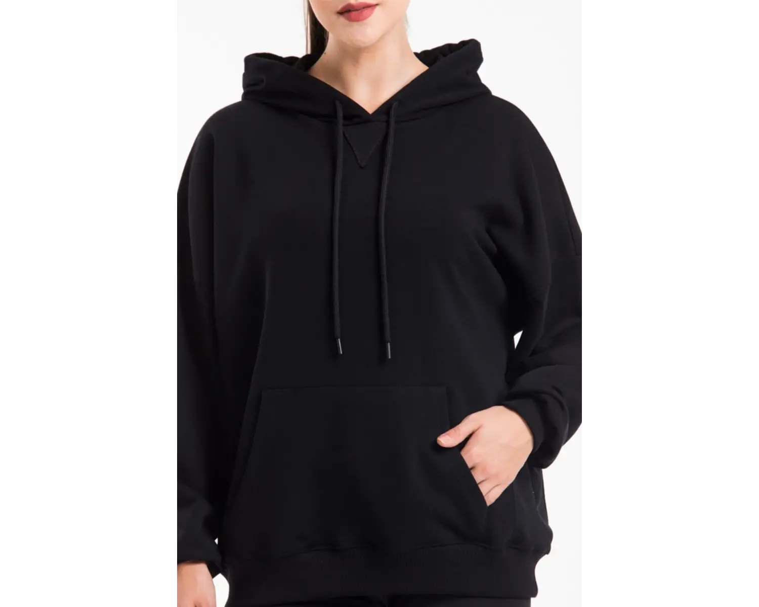 Kadın Siyah Kapüşonlu Sweatshirt Cy84194