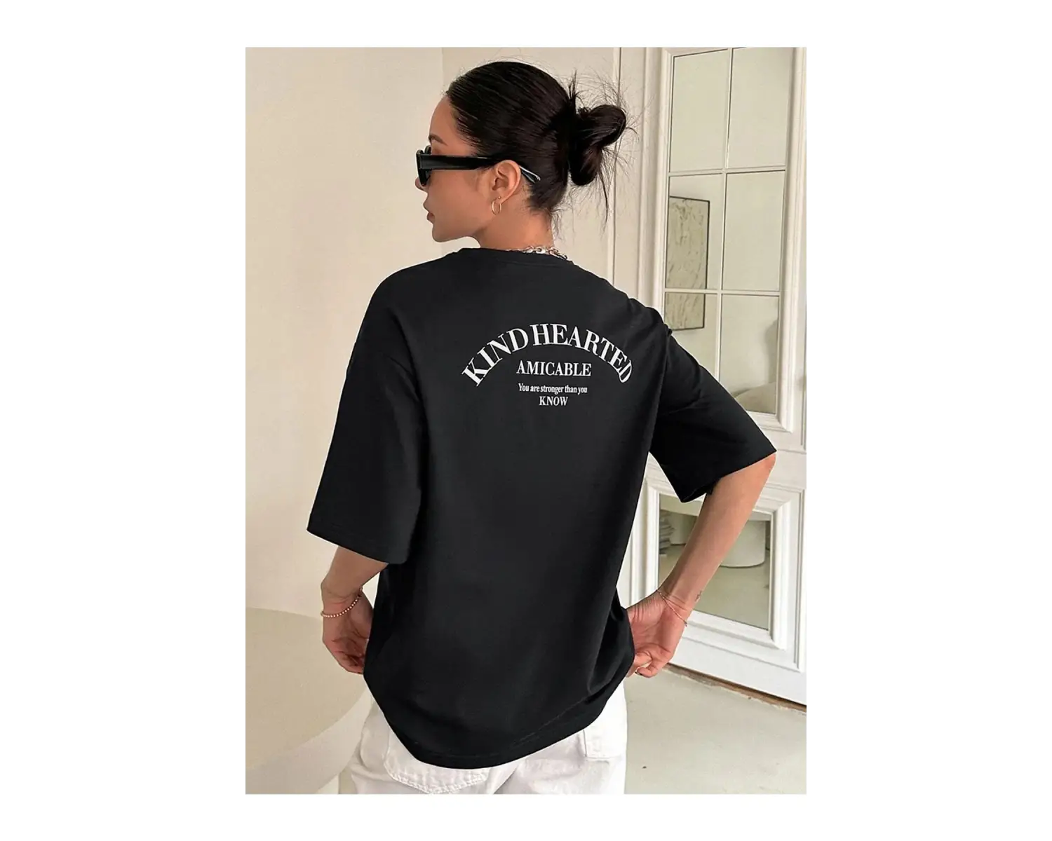 Kadın Siyah Kind Hearted Baskılı Oversize T-shirt