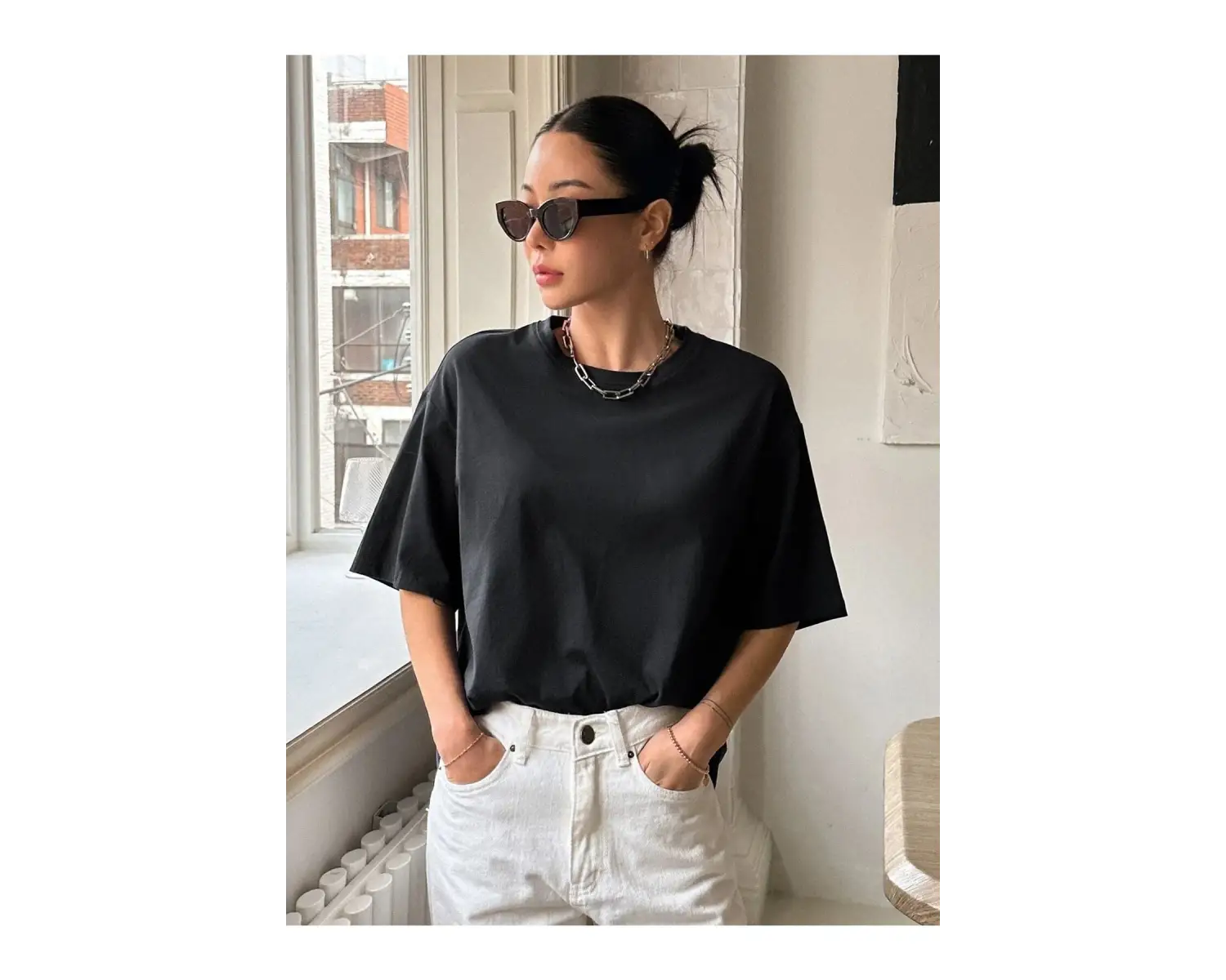 Kadın Siyah Kind Hearted Baskılı Oversize T-shirt