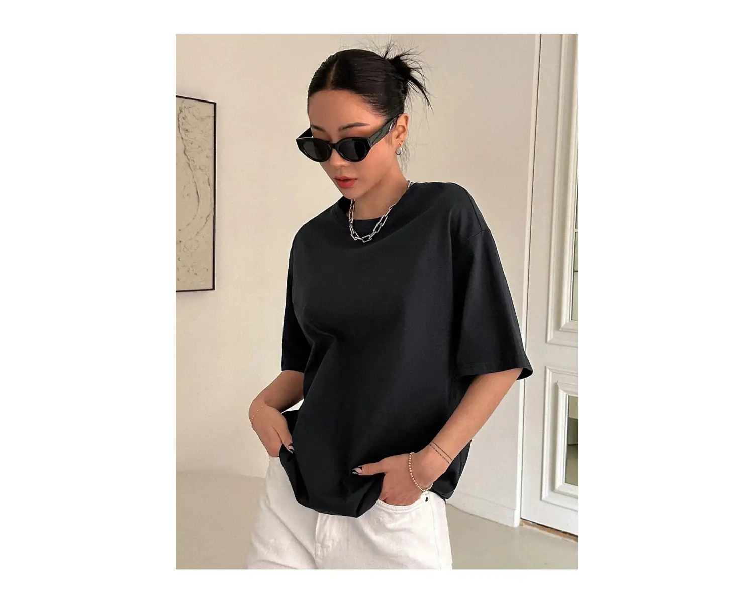 Kadın Siyah Kind Hearted Baskılı Oversize T-shirt