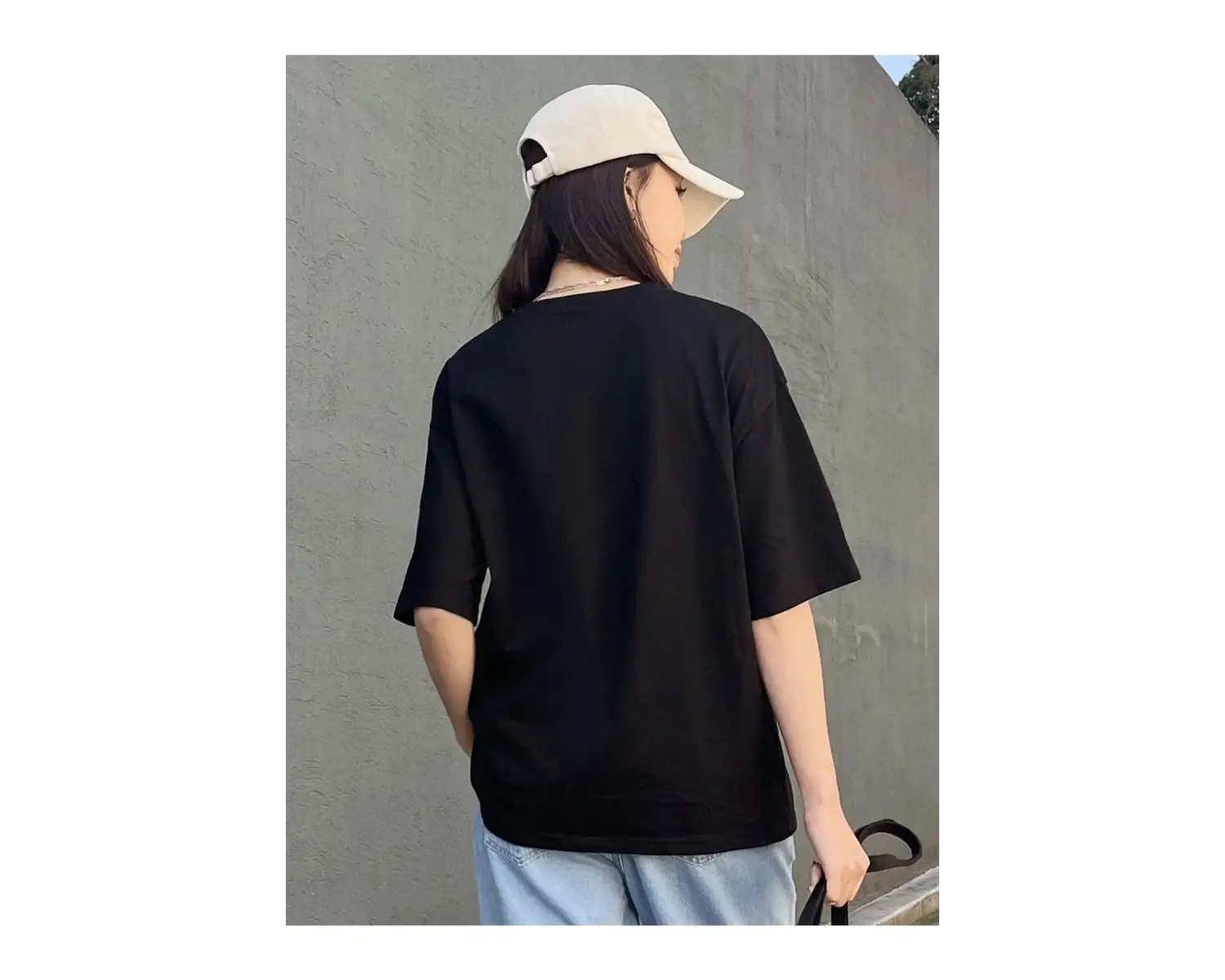 Kadın Siyah Nothing For Nothing Baskılı Oversize T-shirt