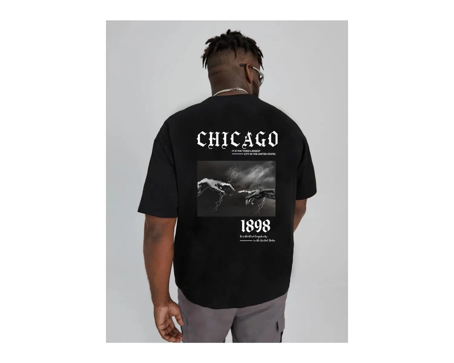 Kadın Siyah Oversize %100 Pamuk Chicago