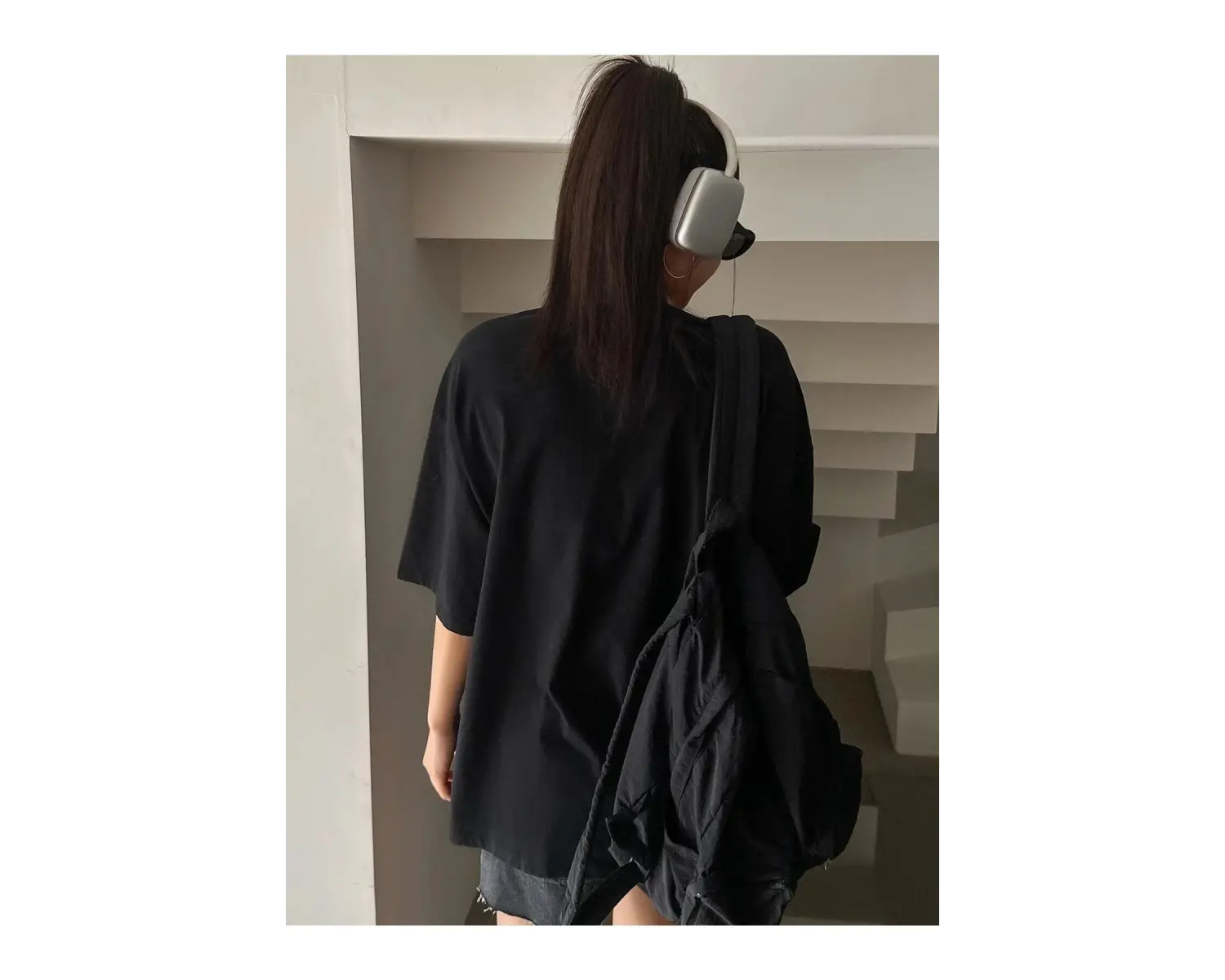 Kadın Siyah Seize The Day Baskılı Oversize T-shirt