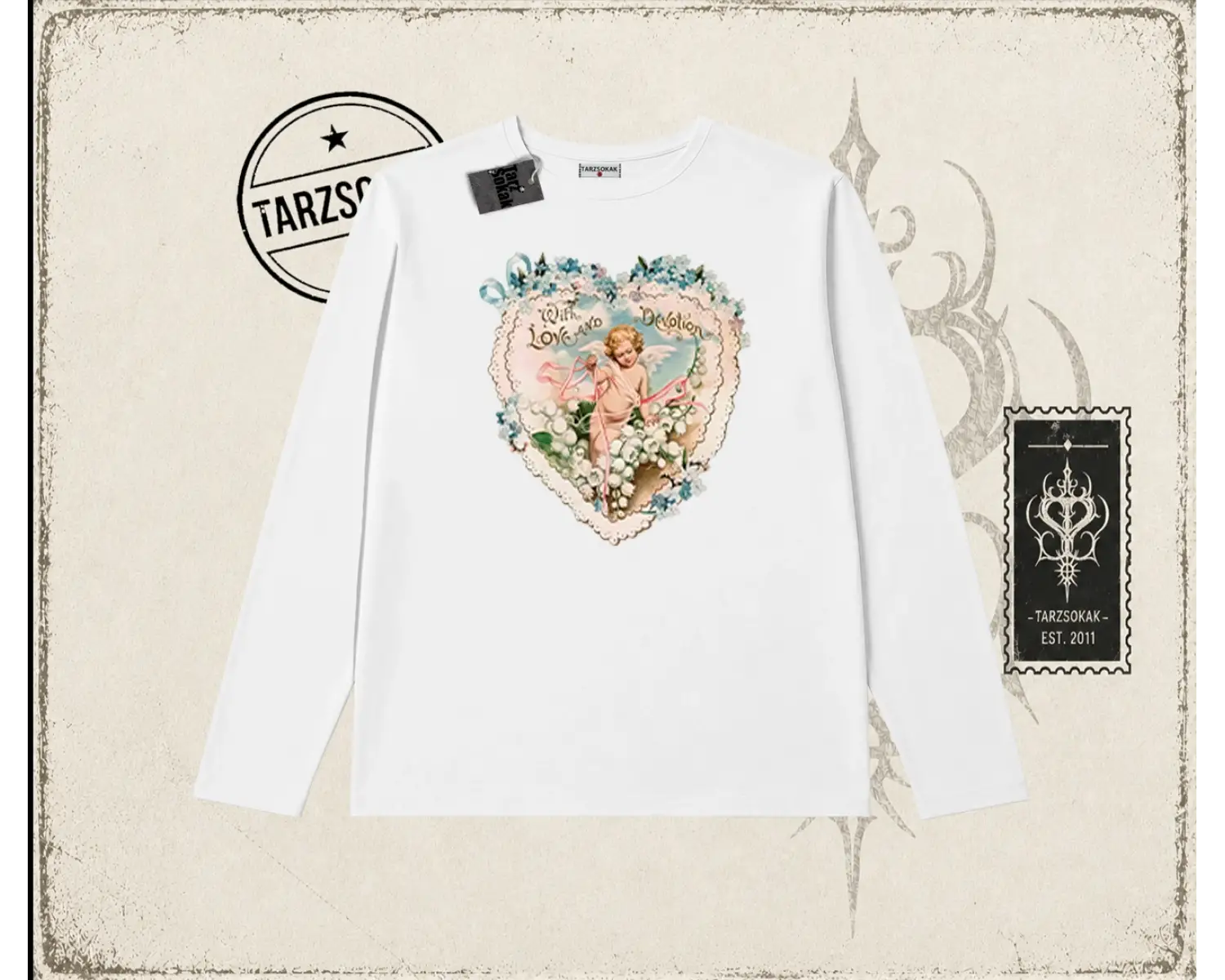 Kadın with Love and Devotion Biskilet Yaka  Long Sleeve Beyaz