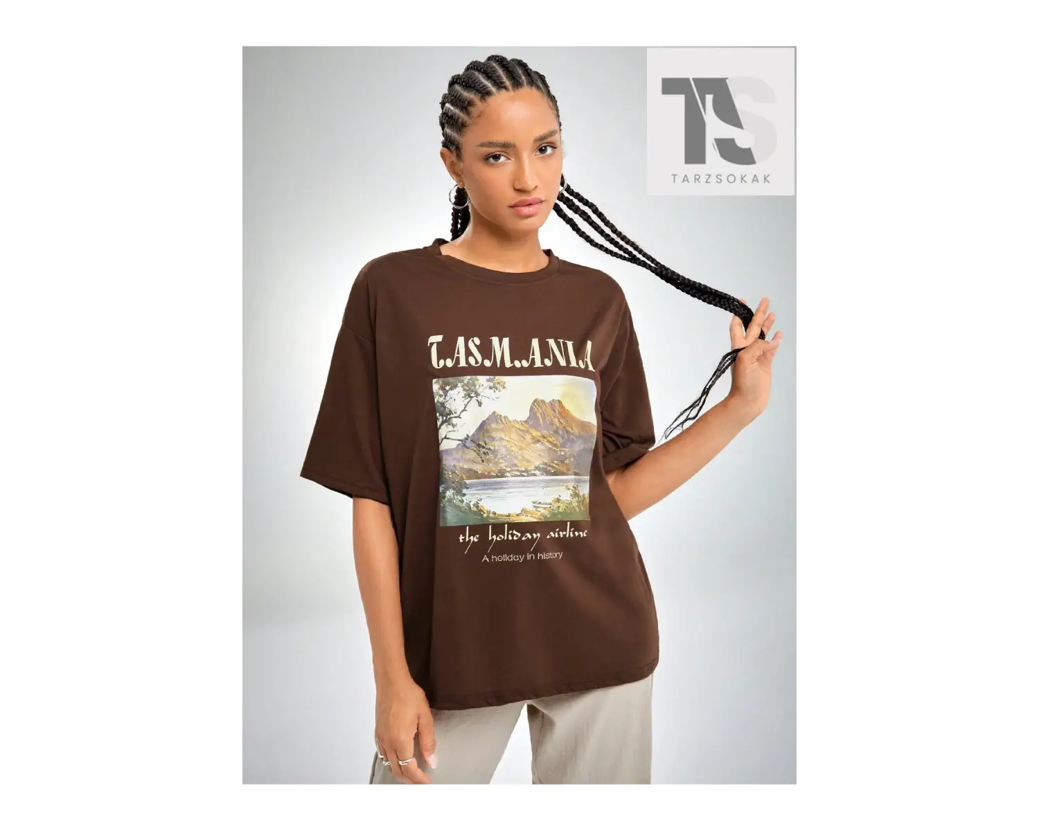 Kadın Yarış Arabası Baskılı Kısa Kollu Tişört