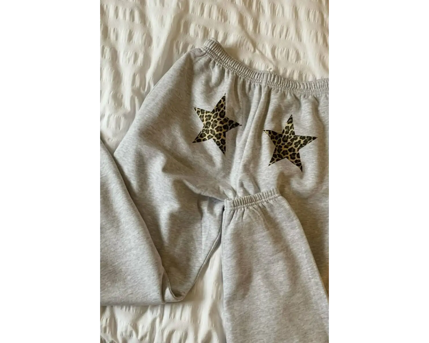 kadın yıldız leopar baskılı eşofman altı