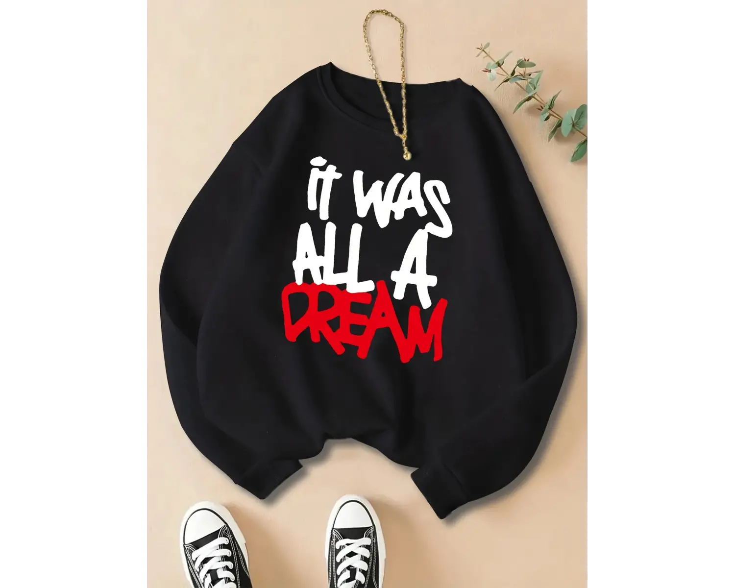 Kadınlar rahat rahat kazak oldu bir rüya baskılar kazak moda sıcak giyim gevşek Crewneck pola