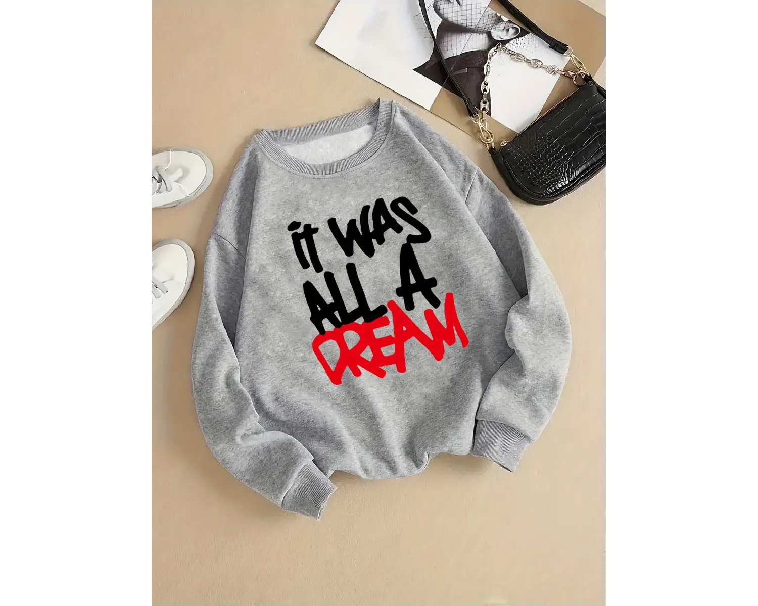 Kadınlar rahat rahat kazak oldu bir rüya baskılar kazak moda sıcak giyim gevşek Crewneck pola