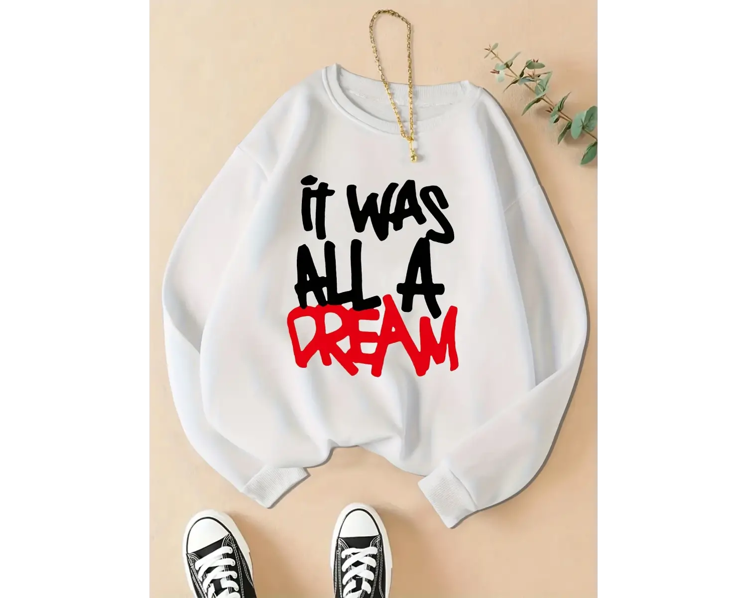 Kadınlar rahat rahat kazak oldu bir rüya baskılar kazak moda sıcak giyim gevşek Crewneck pola