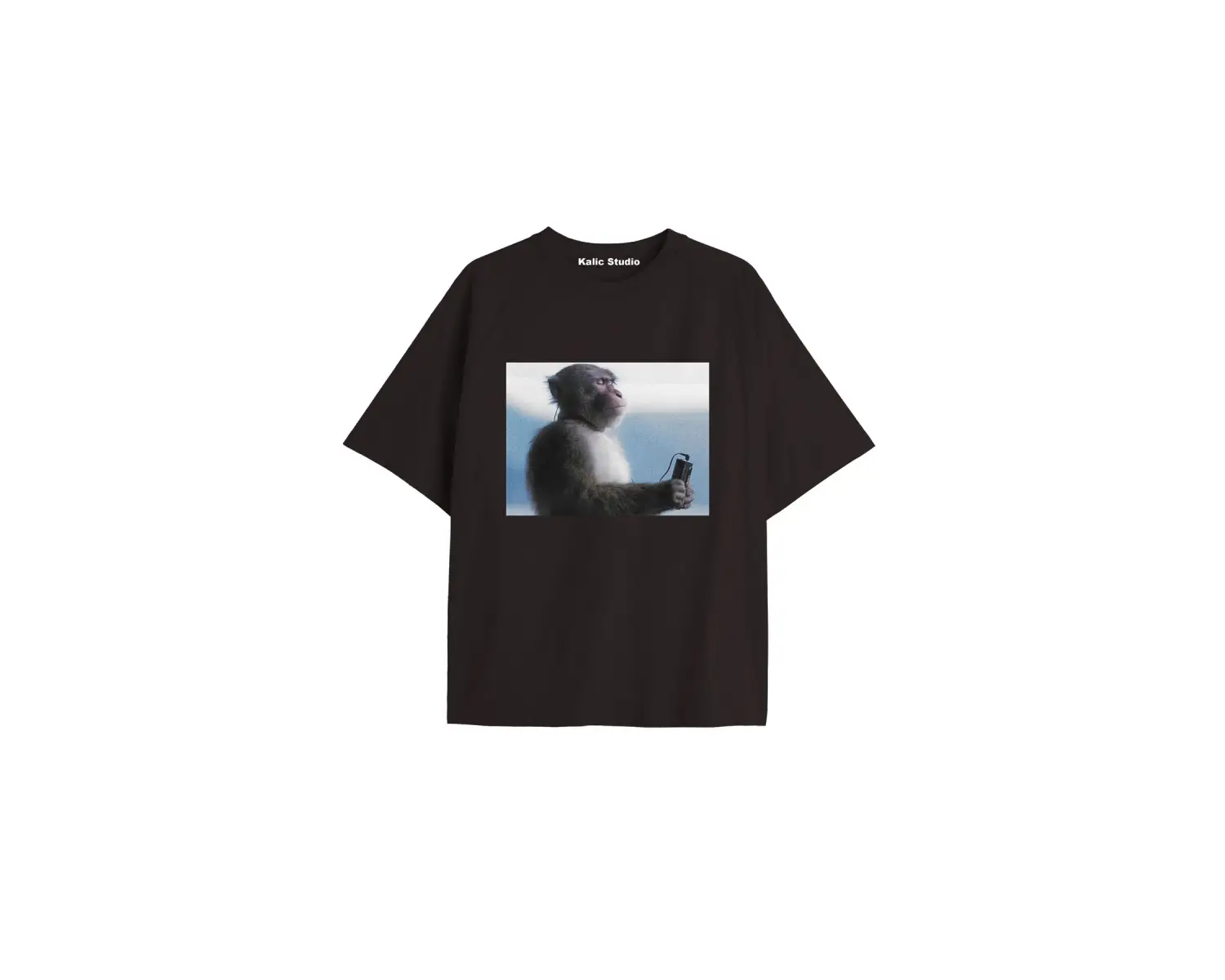 kafa dinleyen maymun ünisex oversize t-shirt siyah