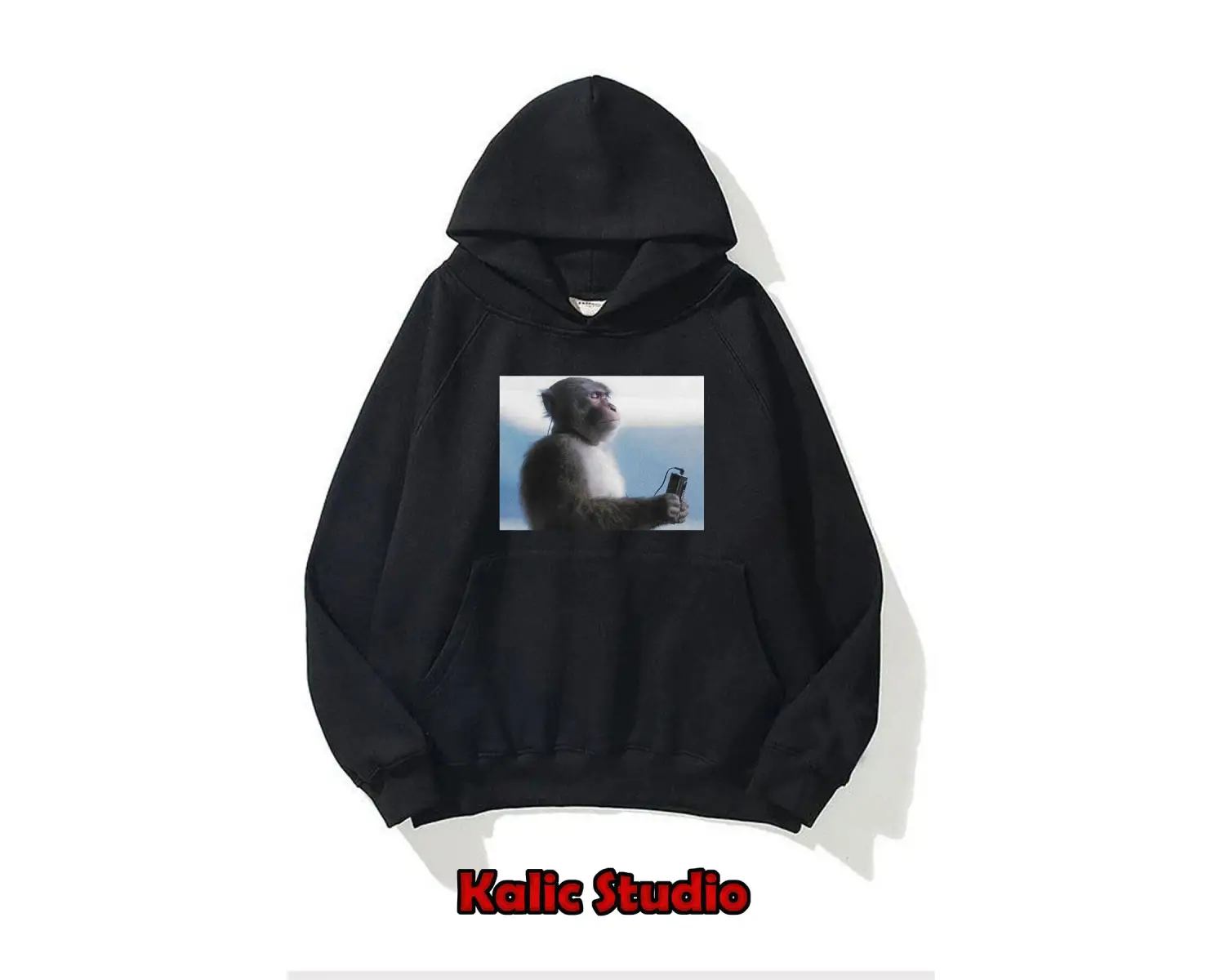 Kafa dinleyen maymun ünisex sweatshirt oversize gri