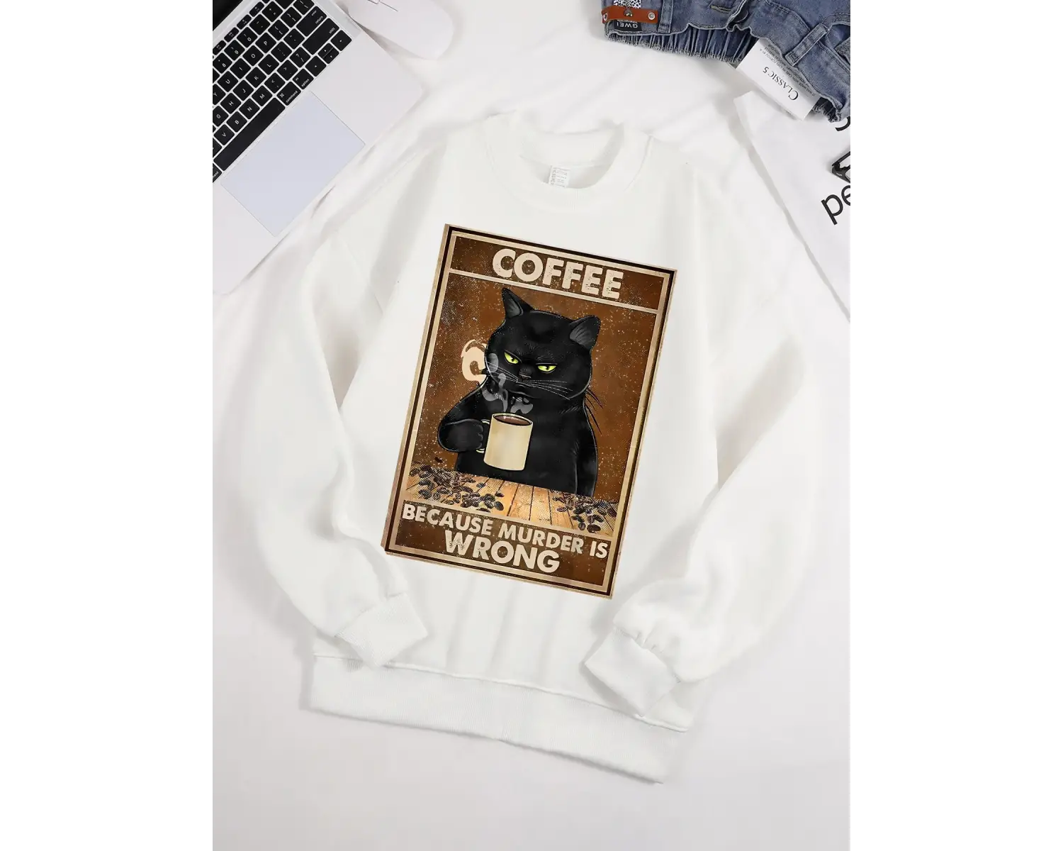 Kahve Çünkü Cinayet Yanlış Baskılı Erkek Kazak Sokak Kürk Astar Kazaklar Polar Sonbahar Erkek