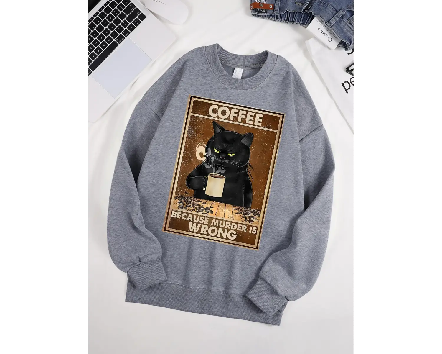 Kahve Çünkü Cinayet Yanlış Baskılı Erkek Kazak Sokak Kürk Astar Kazaklar Polar Sonbahar Erkek