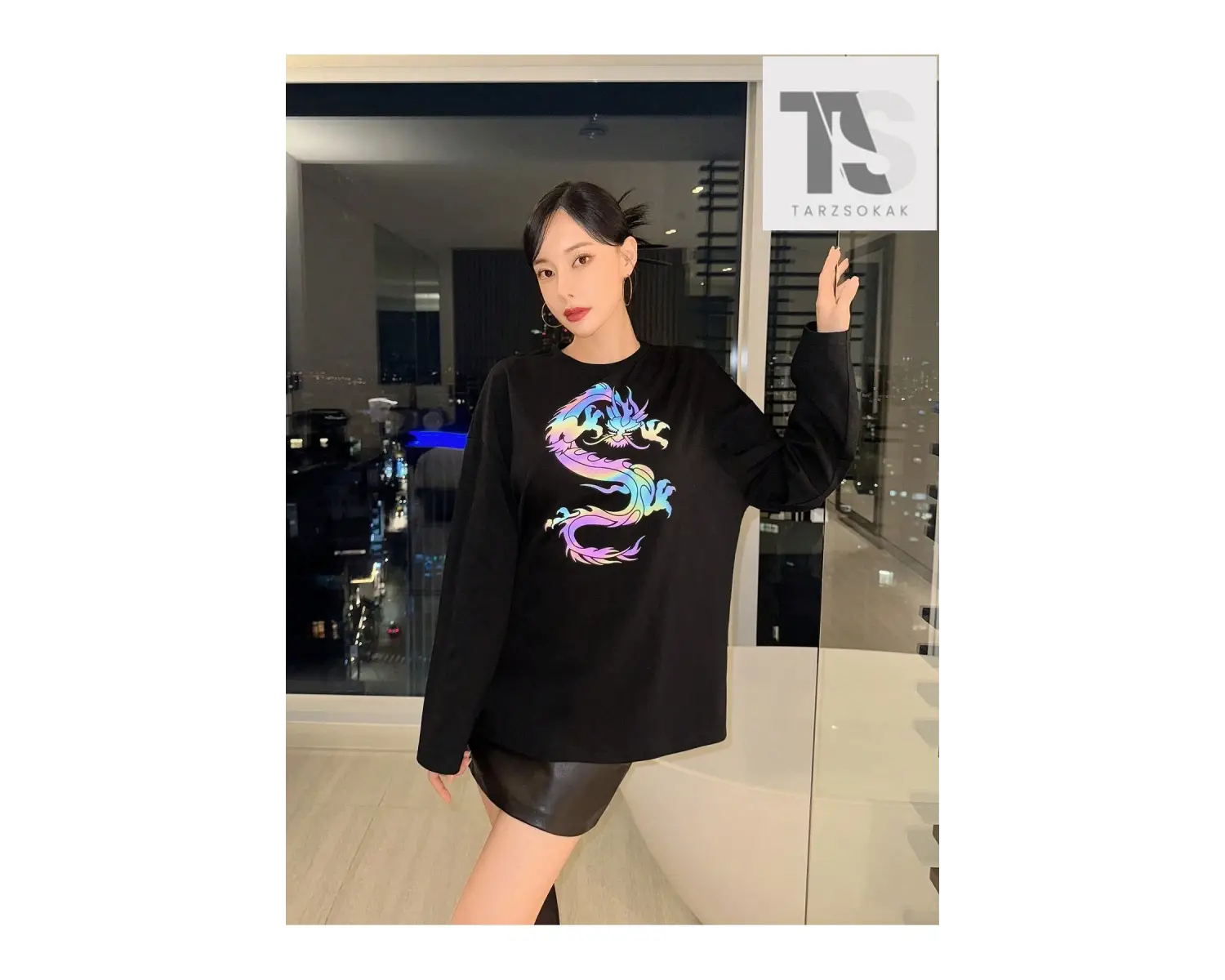 Kahve Desenli Damla Omuz Tişört