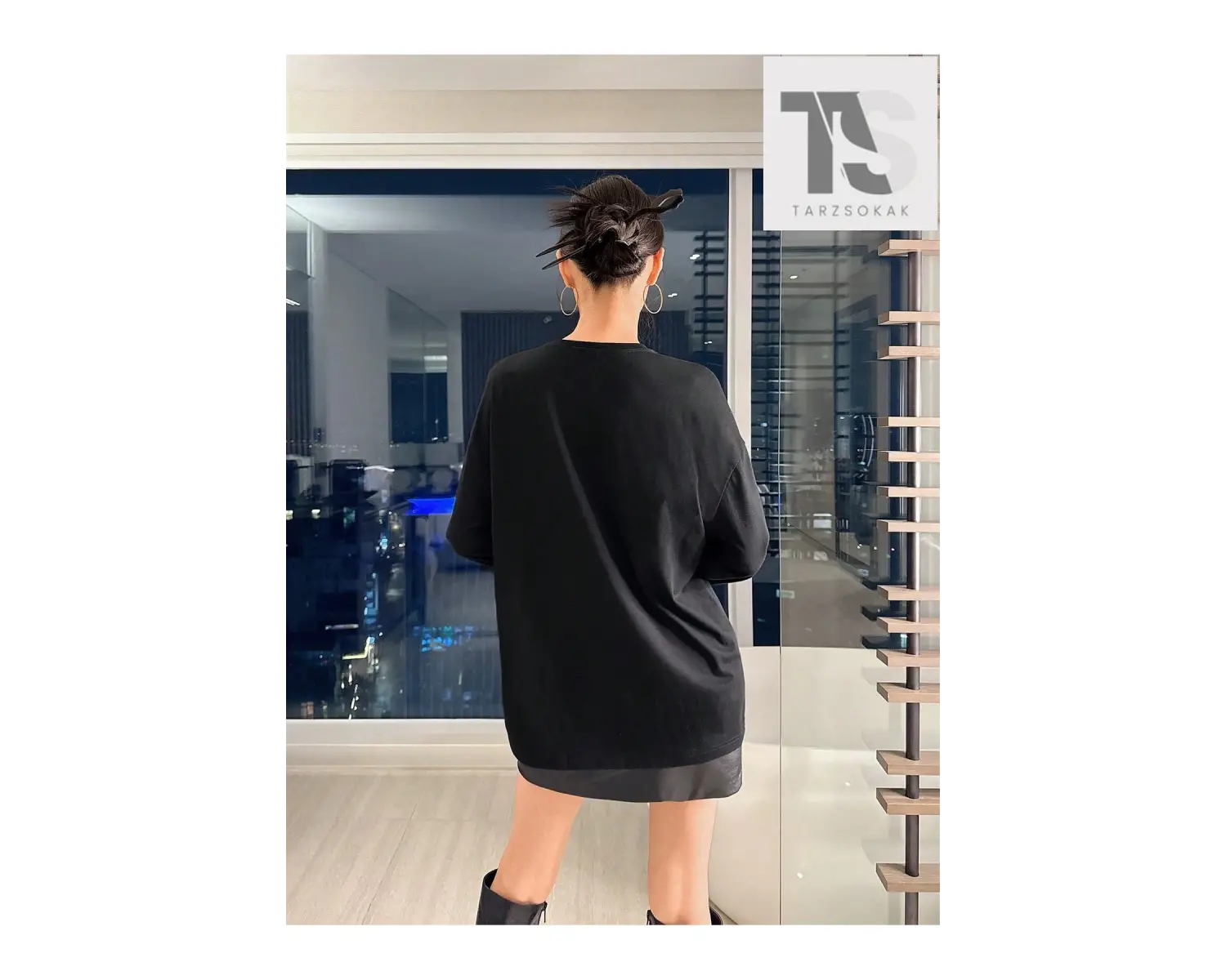 Kahve Desenli Damla Omuz Tişört