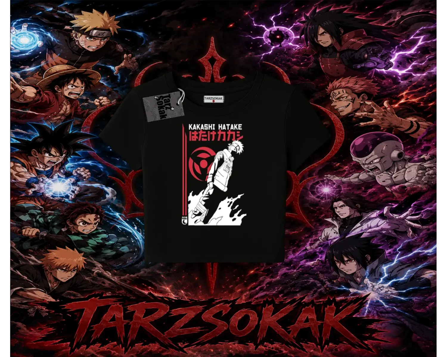Kakashi Hatake Naruto Anime Karakteri Kadın Baby Tee Beyaz