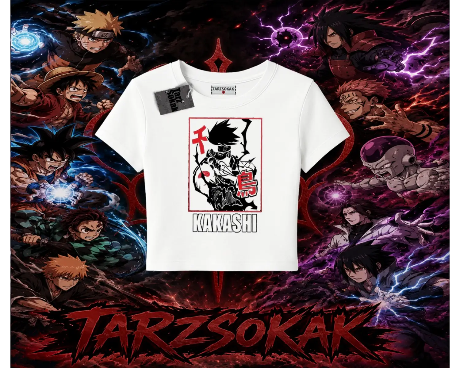 Kakashi Hatake Naruto Anime Karakteri Kadın Baby Tee Beyaz