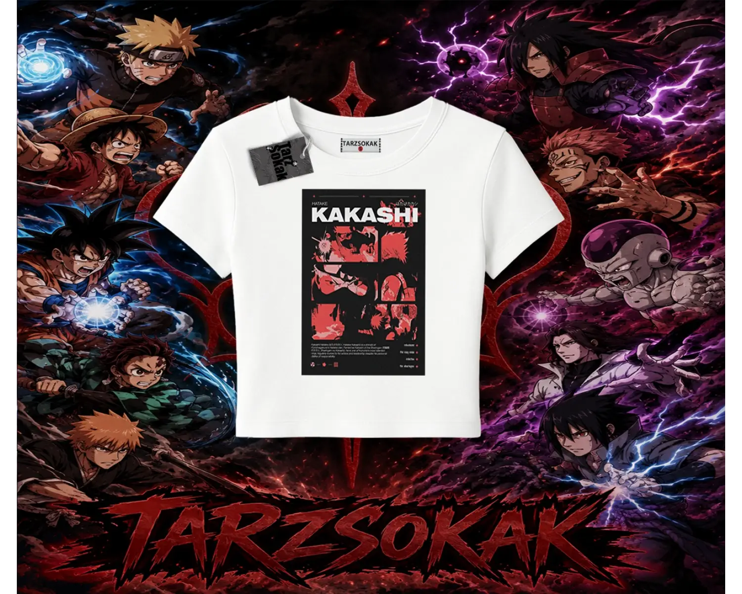 Kakashi Hatake Naruto Anime Karakteri Kadın Baby Tee Beyaz