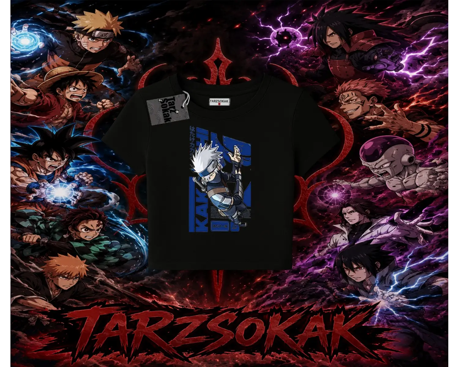 Kakashi Hatake Naruto Anime Karakteri Kadın Baby Tee Beyaz