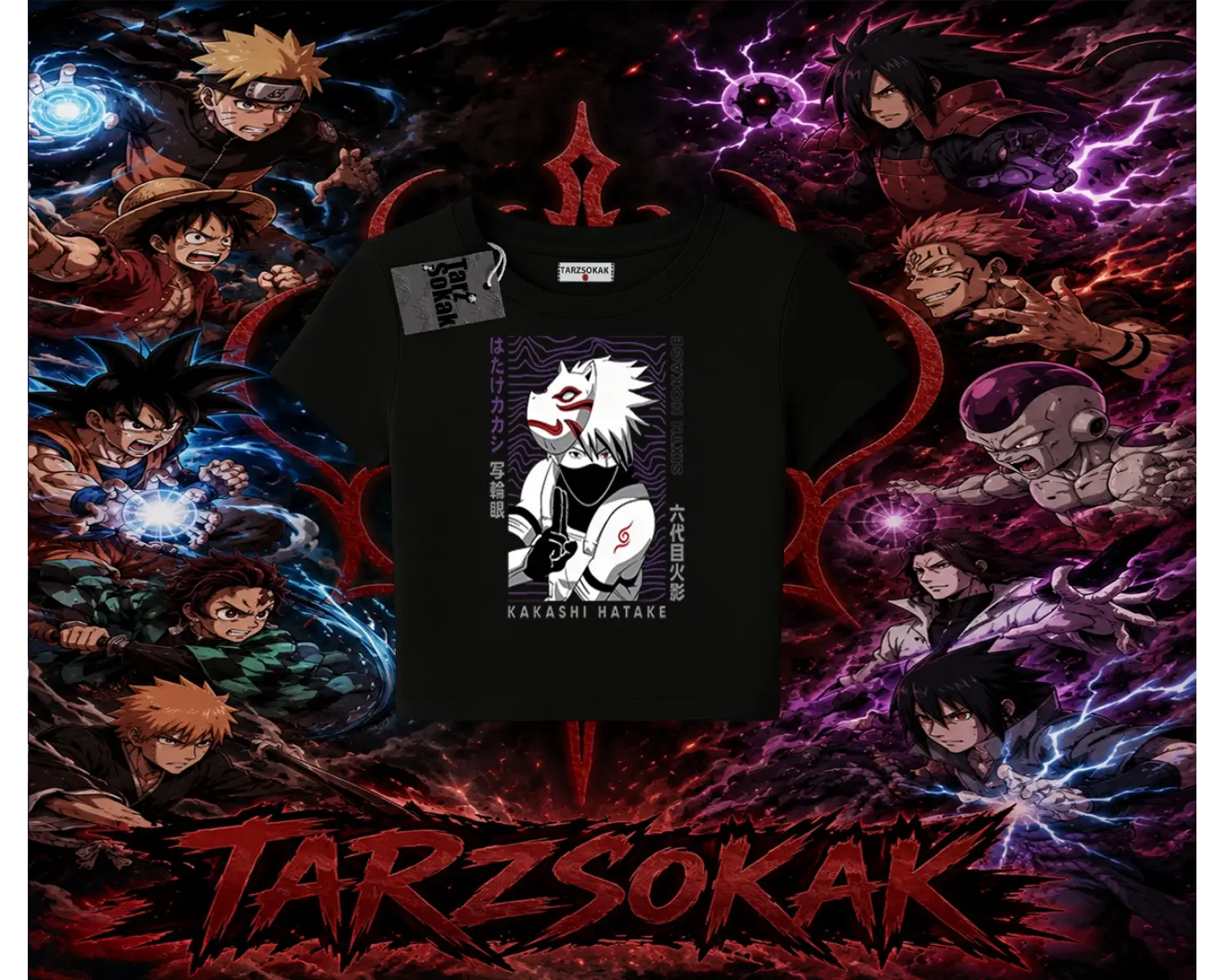Kakashi Hatake Naruto Anime Karakteri Kadın Baby Tee Beyaz