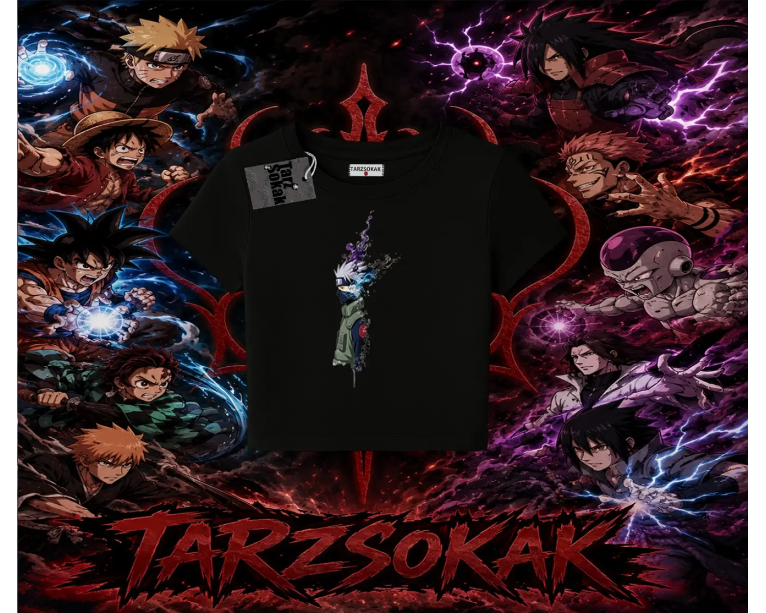 Kakashi Hatake Naruto Anime Karakteri Kadın Baby Tee Beyaz