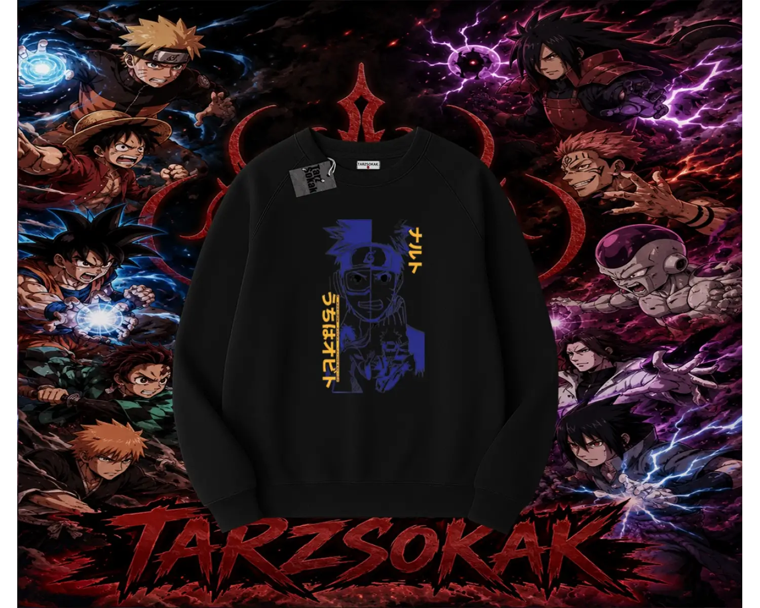 Kakashi Hatake Naruto Anime Karakteri Oversize Unisex Bisiklet Yaka Sweatshirt Beyaz