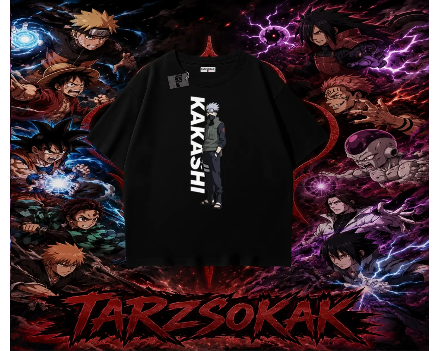 Kakashi Hatake Naruto Anime Karakteri Oversize Unisex Tişört Beyaz