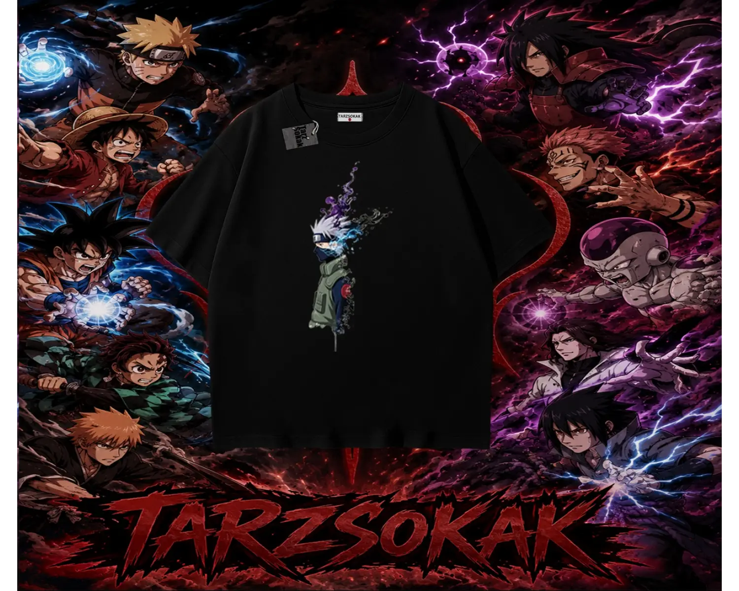 Kakashi Hatake Naruto Anime Karakteri Oversize Unisex Tişört Beyaz