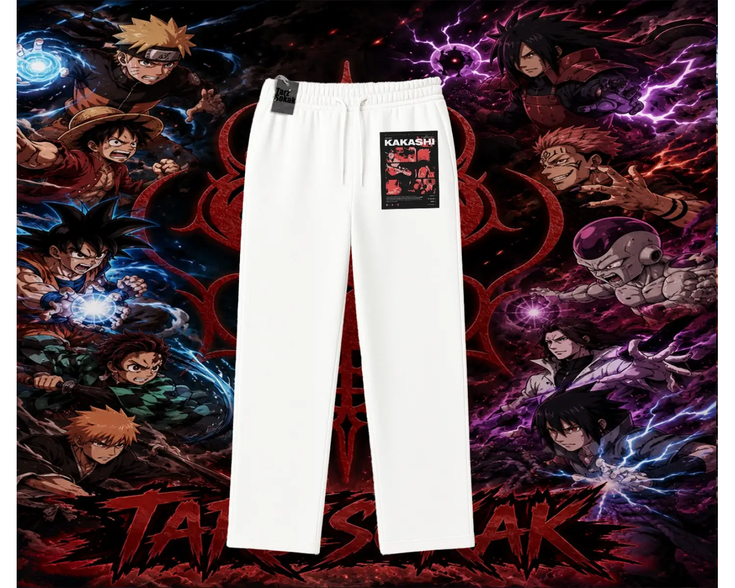 Kakashi Hatake Naruto Anime Karakteri Unisex Baggy Eşofman Altı Beyaz