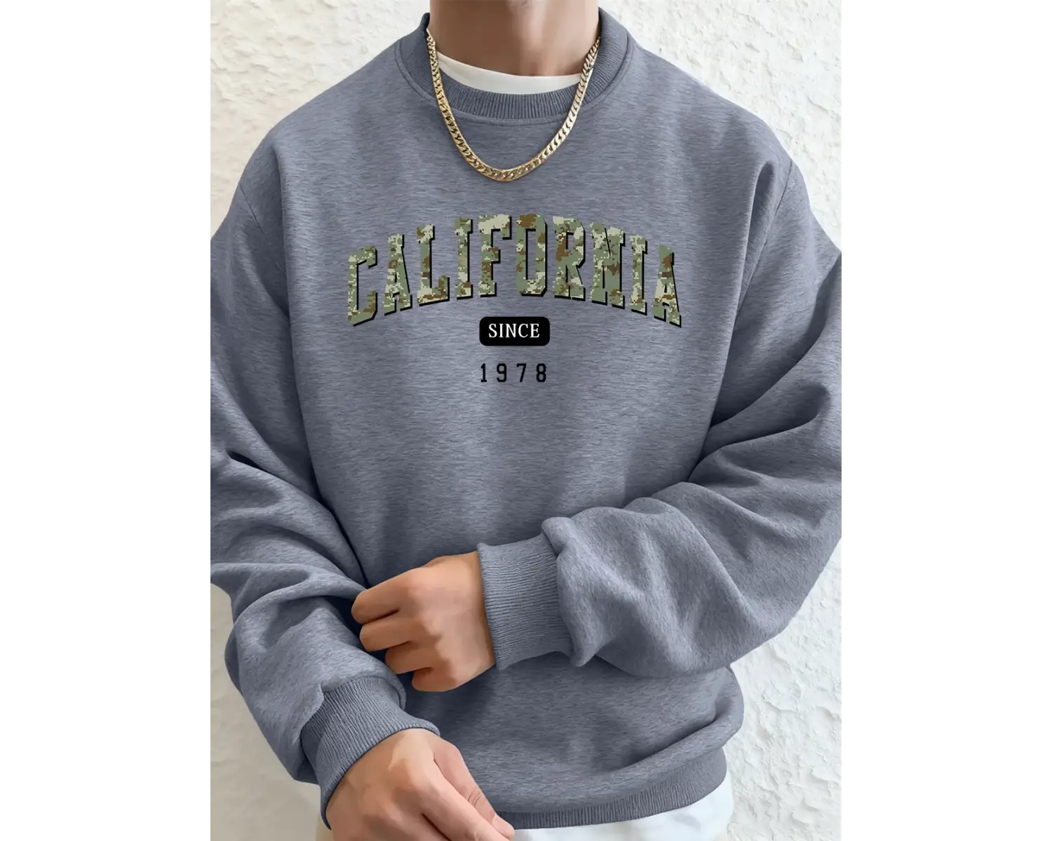 Kaliforniya 1978den Beri Baskılı Erkek Sweatshirt Kışlık Bol Kapüşonlu Spor Bisiklet Yaka Po