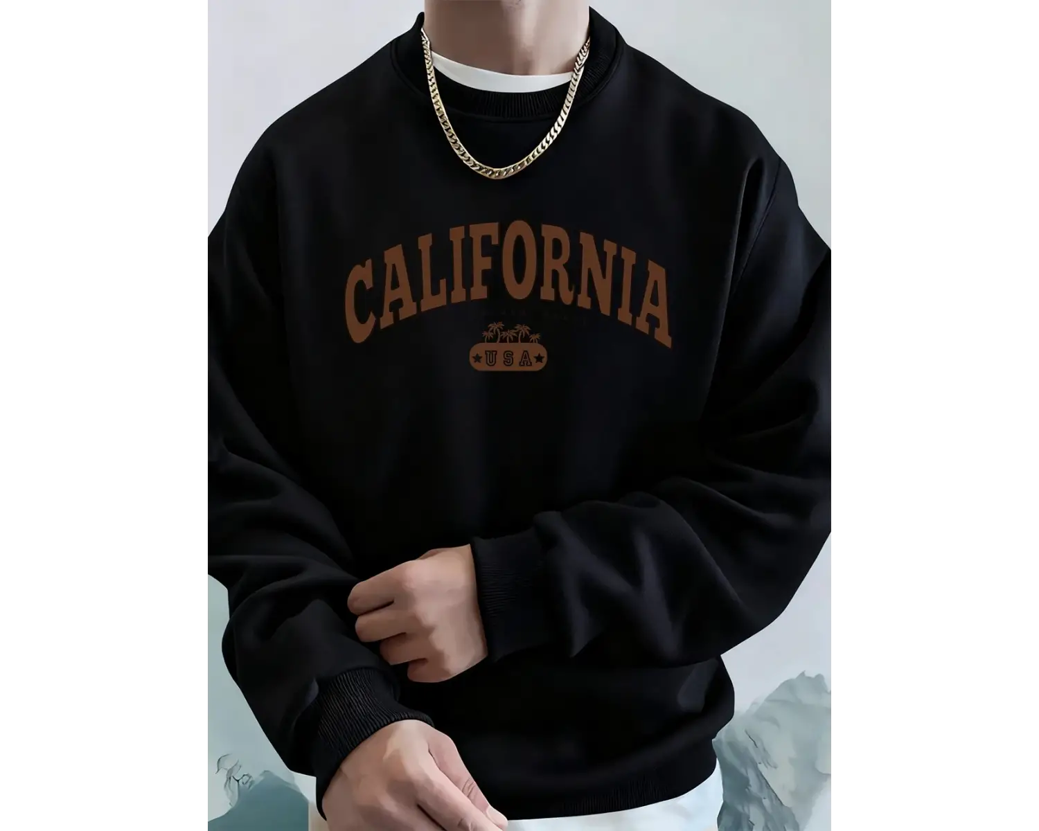 Kaliforniya ABD Baskı Erkek Tişörtü Kış Polar Sıcak Kapüşonlular Kore Büyük Boy Bisiklet Yaka