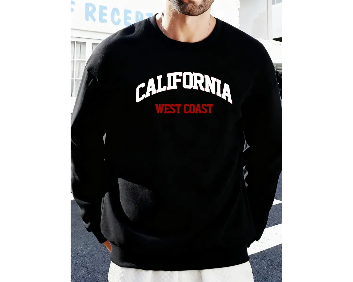 Kaliforniya Batı Yakası Baskılı Sonbahar Kazak Çift Spor Polar Sweatshirt Sokak Modası Sokak