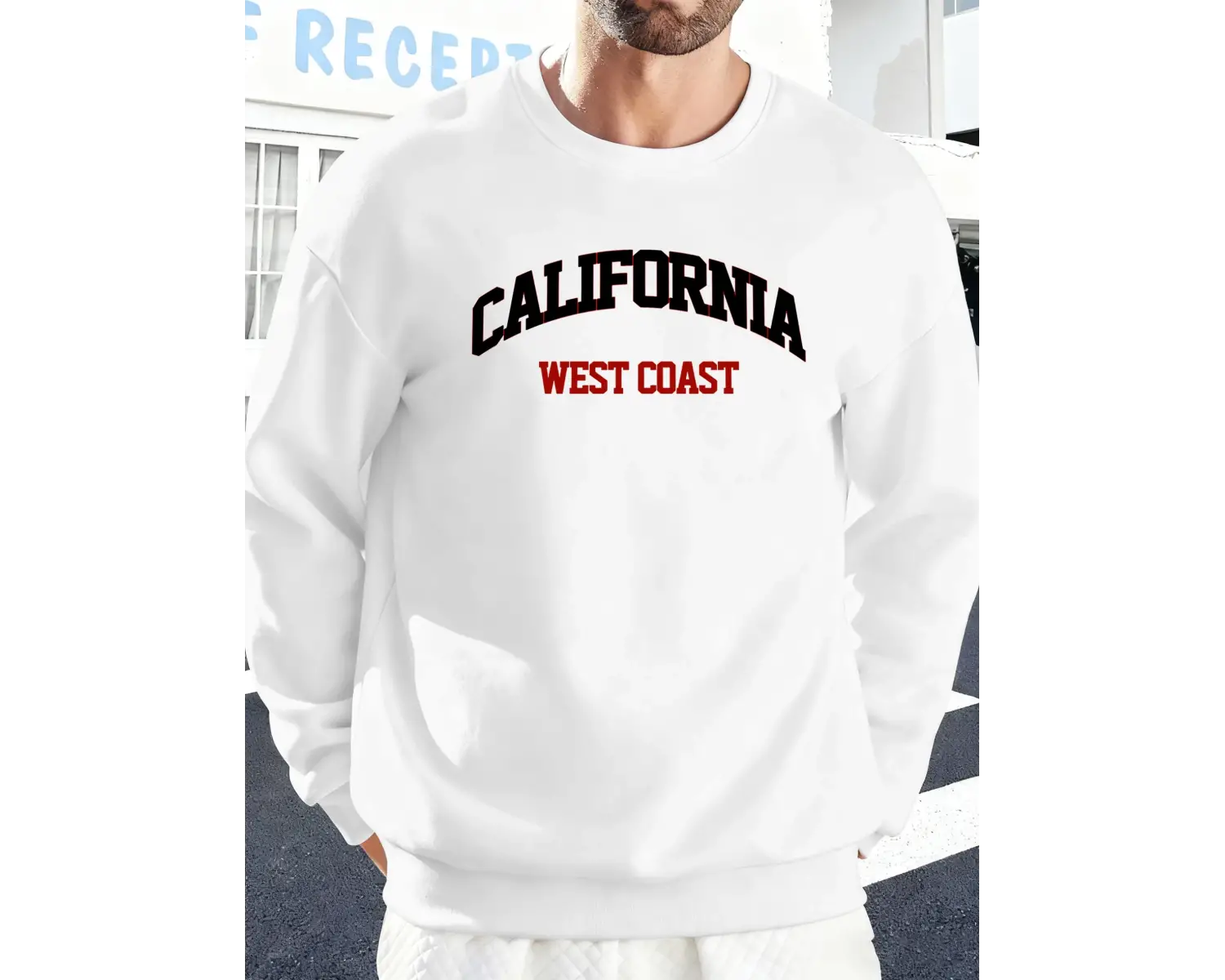 Kaliforniya Batı Yakası Baskılı Sonbahar Kazak Çift Spor Polar Sweatshirt Sokak Modası Sokak