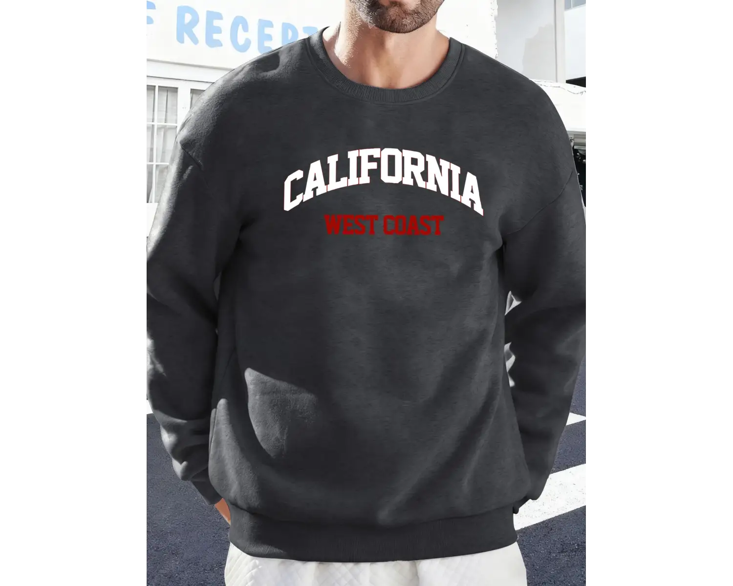 Kaliforniya Batı Yakası Baskılı Sonbahar Kazak Çift Spor Polar Sweatshirt Sokak Modası Sokak