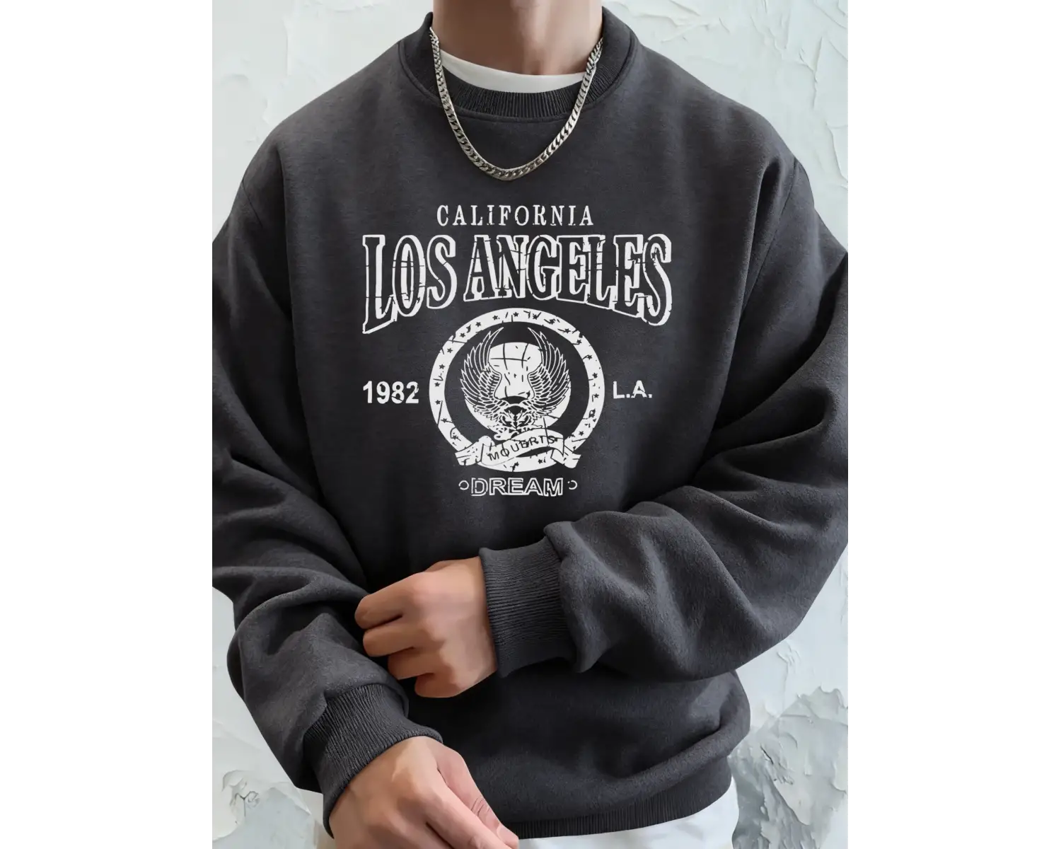 Kaliforniya Los Angeles 1982 Retro Baskı Unisex Sonbahar Bol Tişörtler Sokak Koşu Kapüşonlu Ü