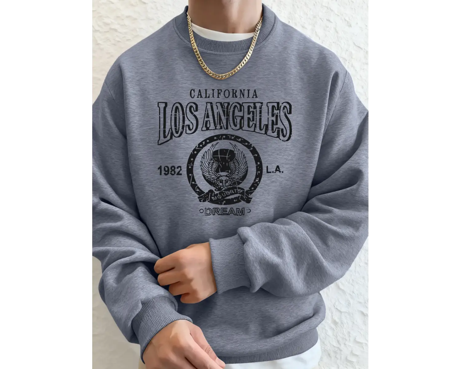 Kaliforniya Los Angeles 1982 Retro Baskı Unisex Sonbahar Bol Tişörtler Sokak Koşu Kapüşonlu Ü