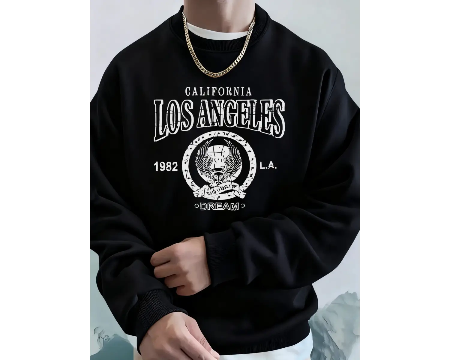 Kaliforniya Los Angeles 1982 Retro Baskı Unisex Sonbahar Bol Tişörtler Sokak Koşu Kapüşonlu Ü