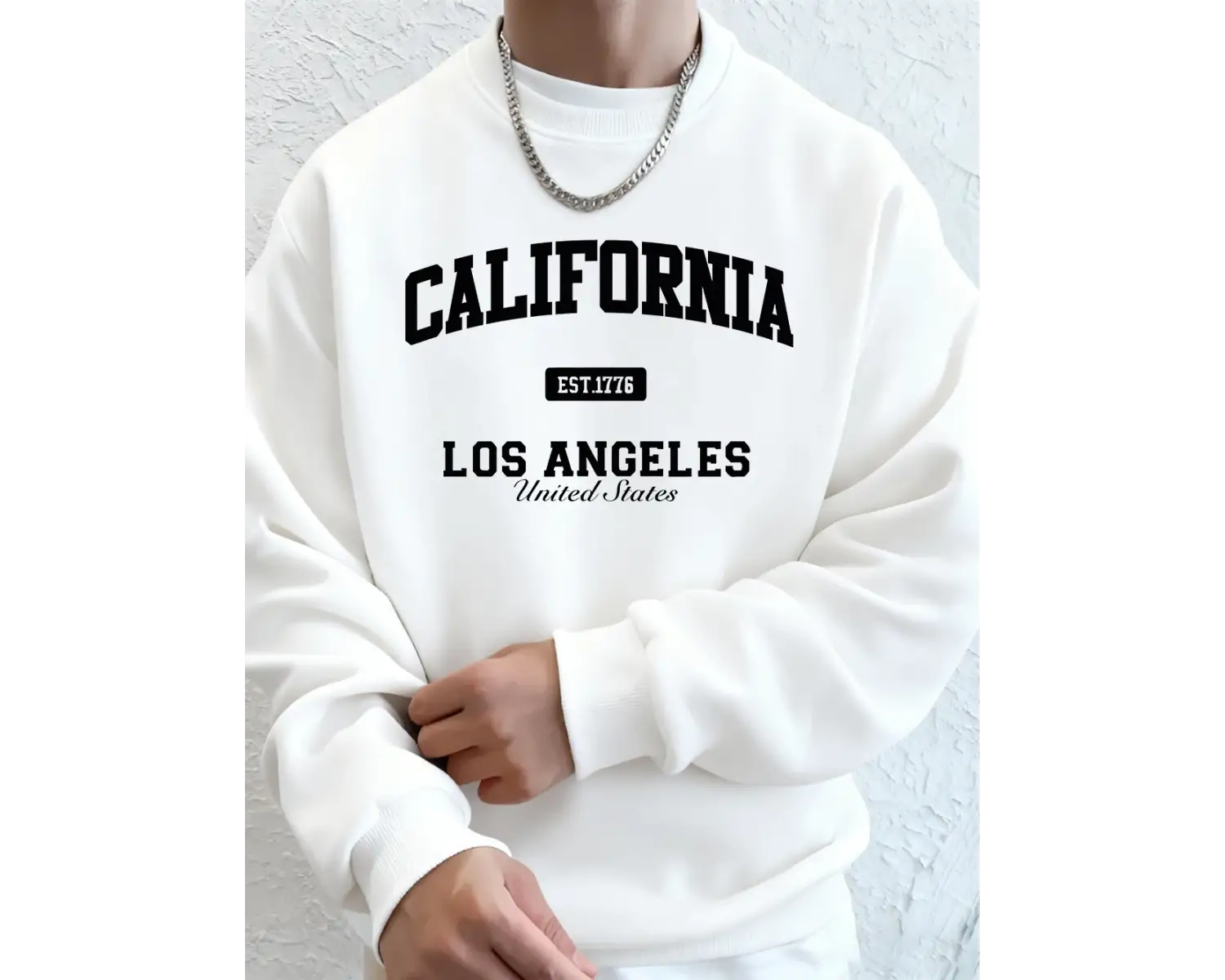 Kaliforniya Los Angeles Baskı Erkek Tişörtü Kış Bisiklet Yaka Kapüşonlular Sokak Polar Sıcak