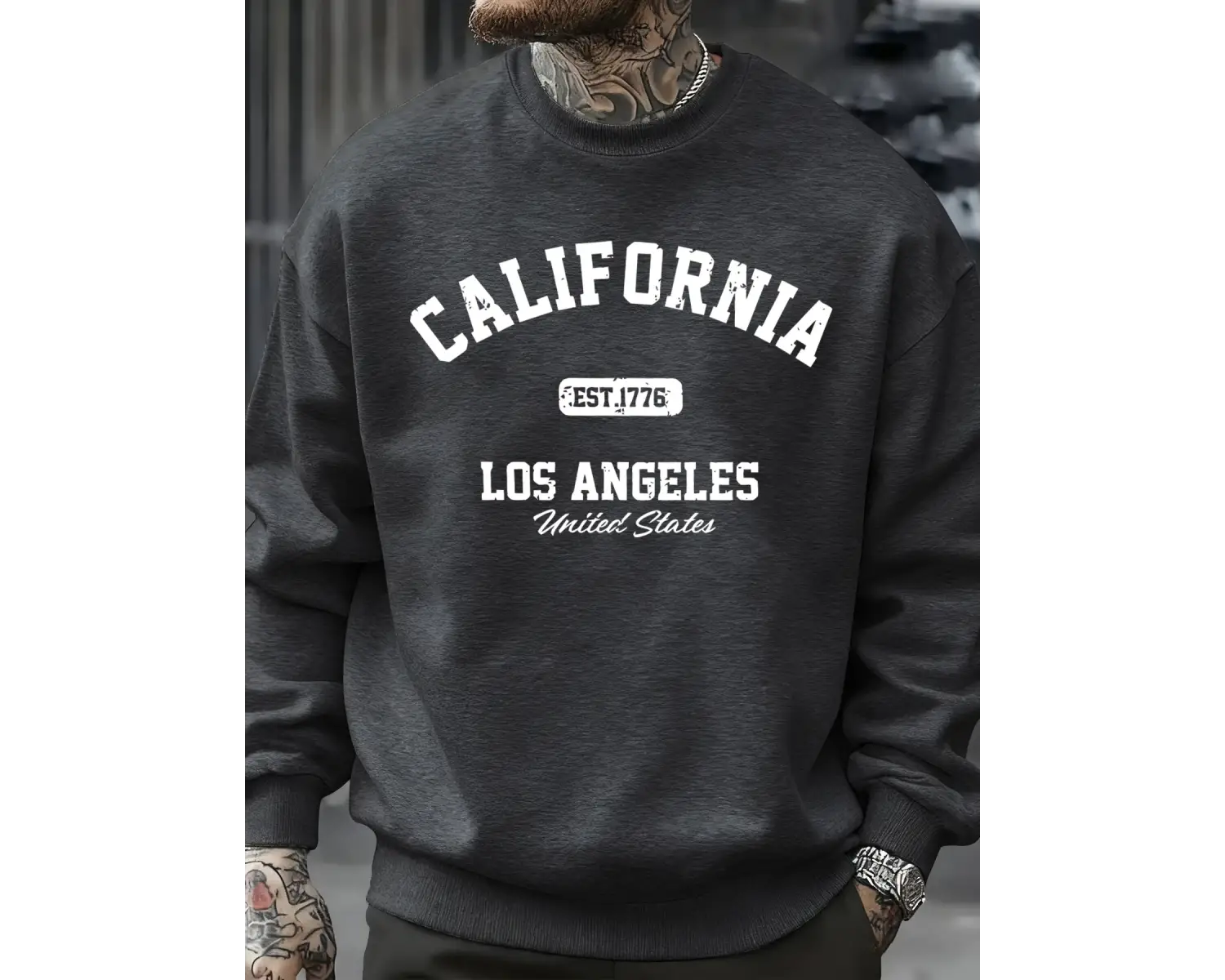 Kaliforniya Los Angeles Baskılı Sweatshirt Erkek Sokak Modası Spor Tişörtü Sonbahar Büyük Bed