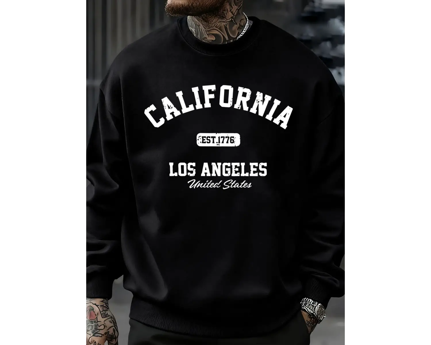 Kaliforniya Los Angeles Baskılı Sweatshirt Erkek Sokak Modası Spor Tişörtü Sonbahar Büyük Bed